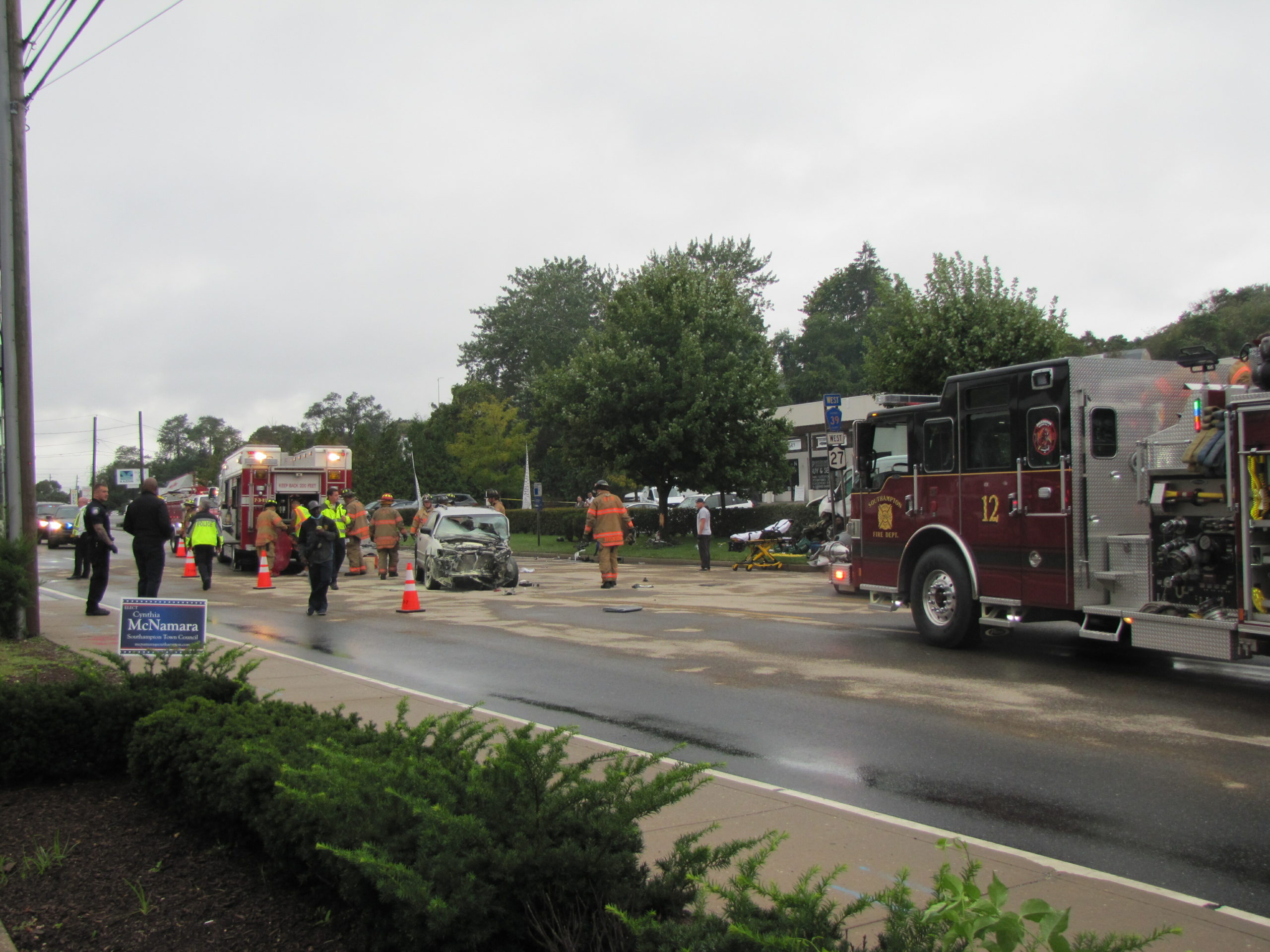 County Road 39 in Southampton was closed following the Monday morning accident.