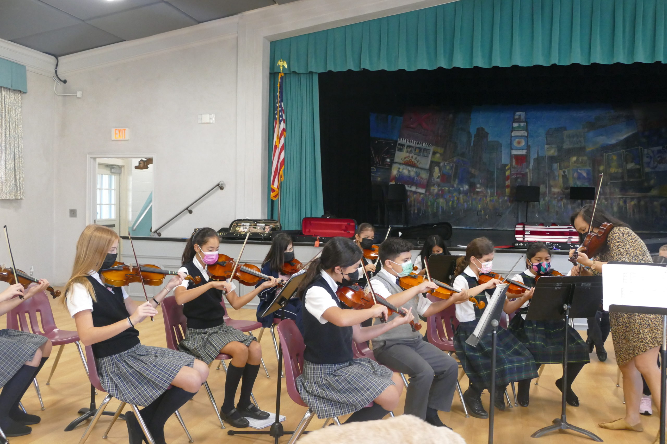 The fine arts program at Our Lady of the Hamptons School has expanded to include a string orchestra, directed by Song A. Shaughnessy. The 20 students are learning to play in a larger group, in addition to their bi-weekly lessons.