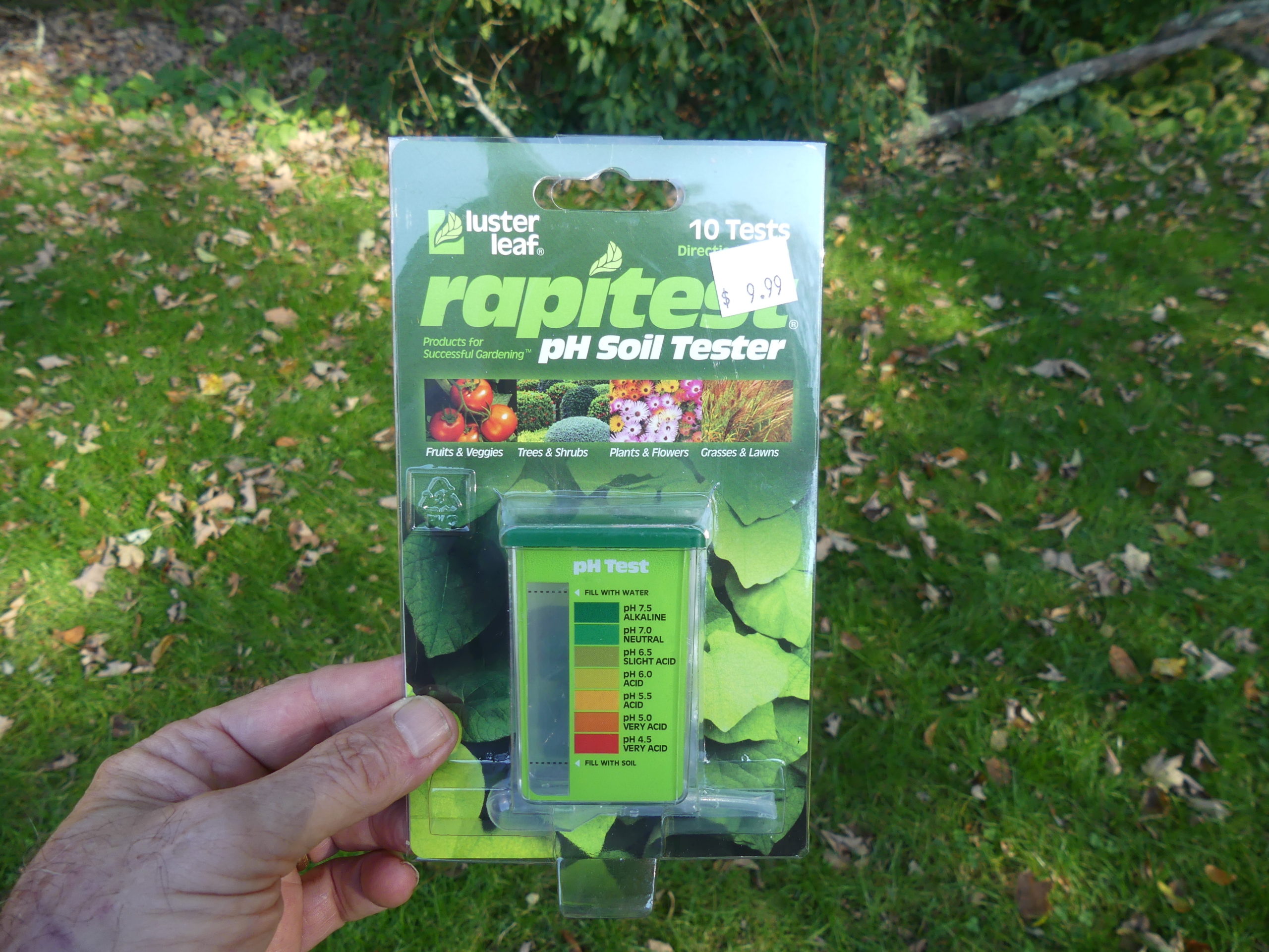 This is the perfect time to test your soil pH. Inexpensive kits like this one cost about $10 for ten tests. Remember to test several spots in your lawn, your vegetable garden and your landscape beds. ANDREW MESSINGER