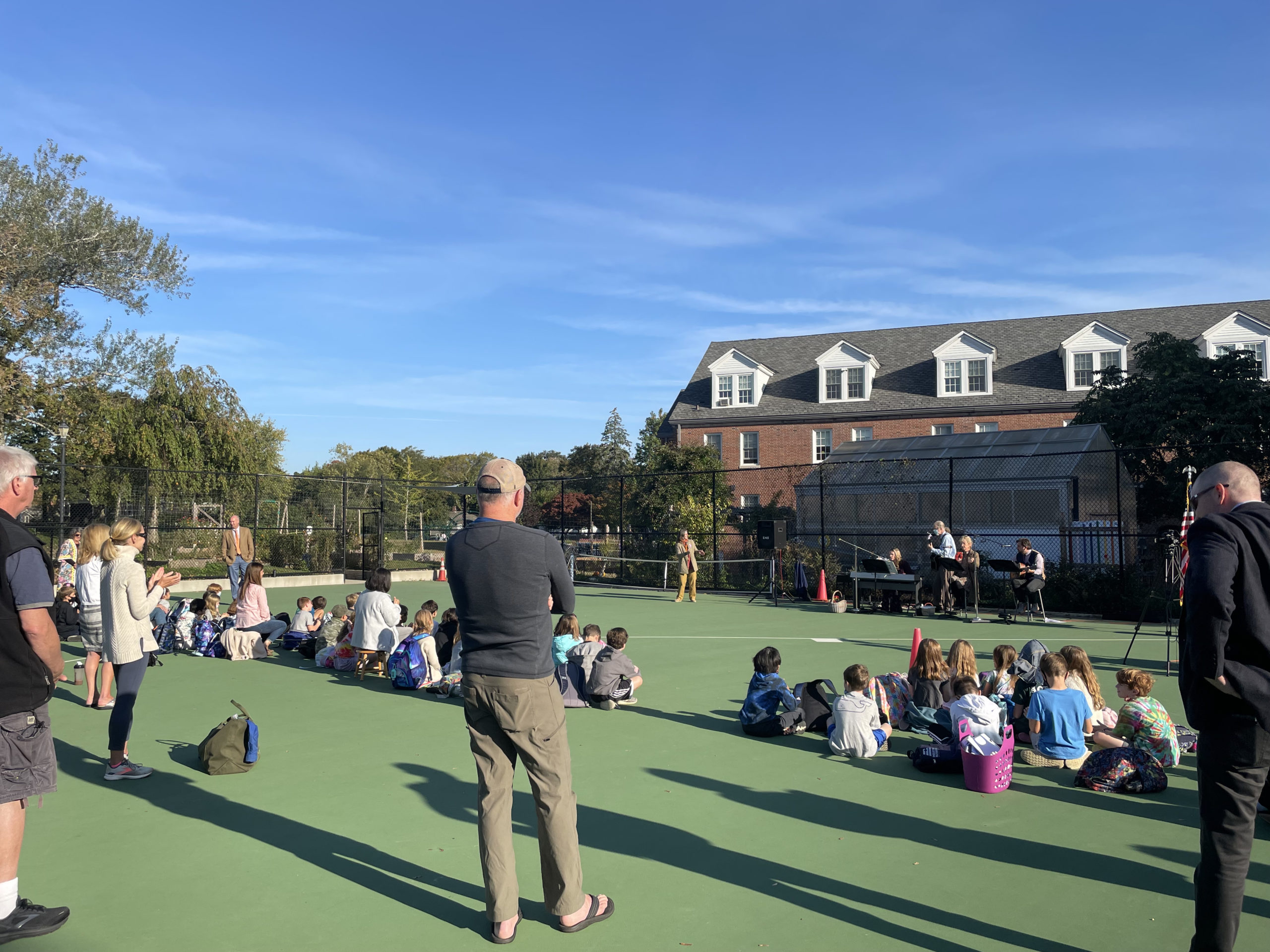 Third grade students and families at Sag Harbor Elementary gather for in-person morning program.