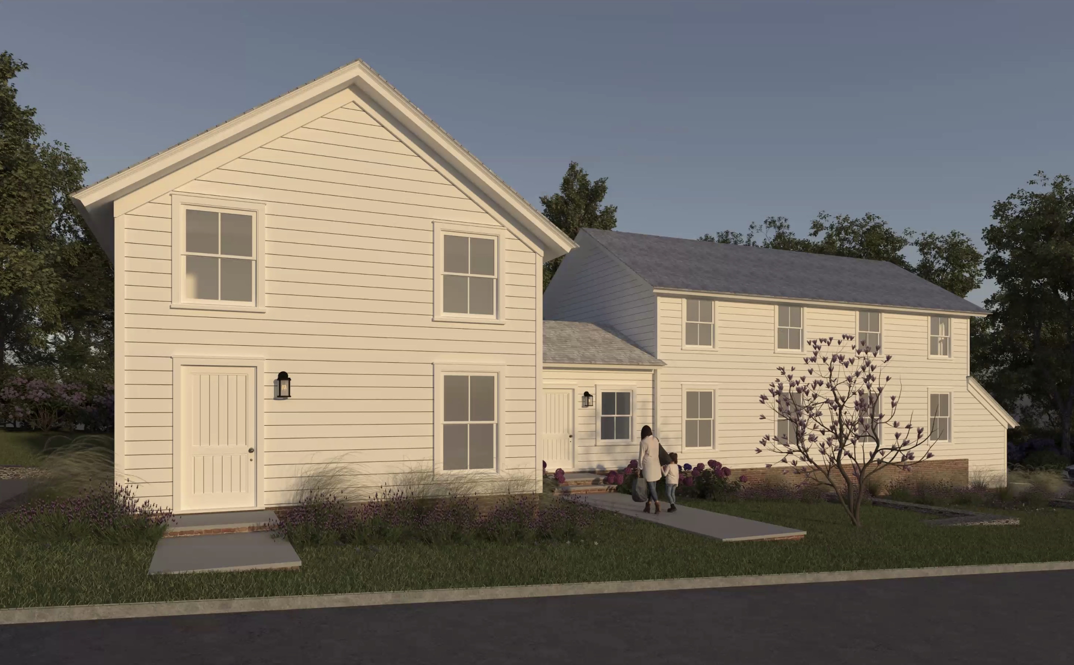 Architectural rendering of the proposed renovation and addition of a 19th-century house at  25 Liberty Street in Sag Harbor.