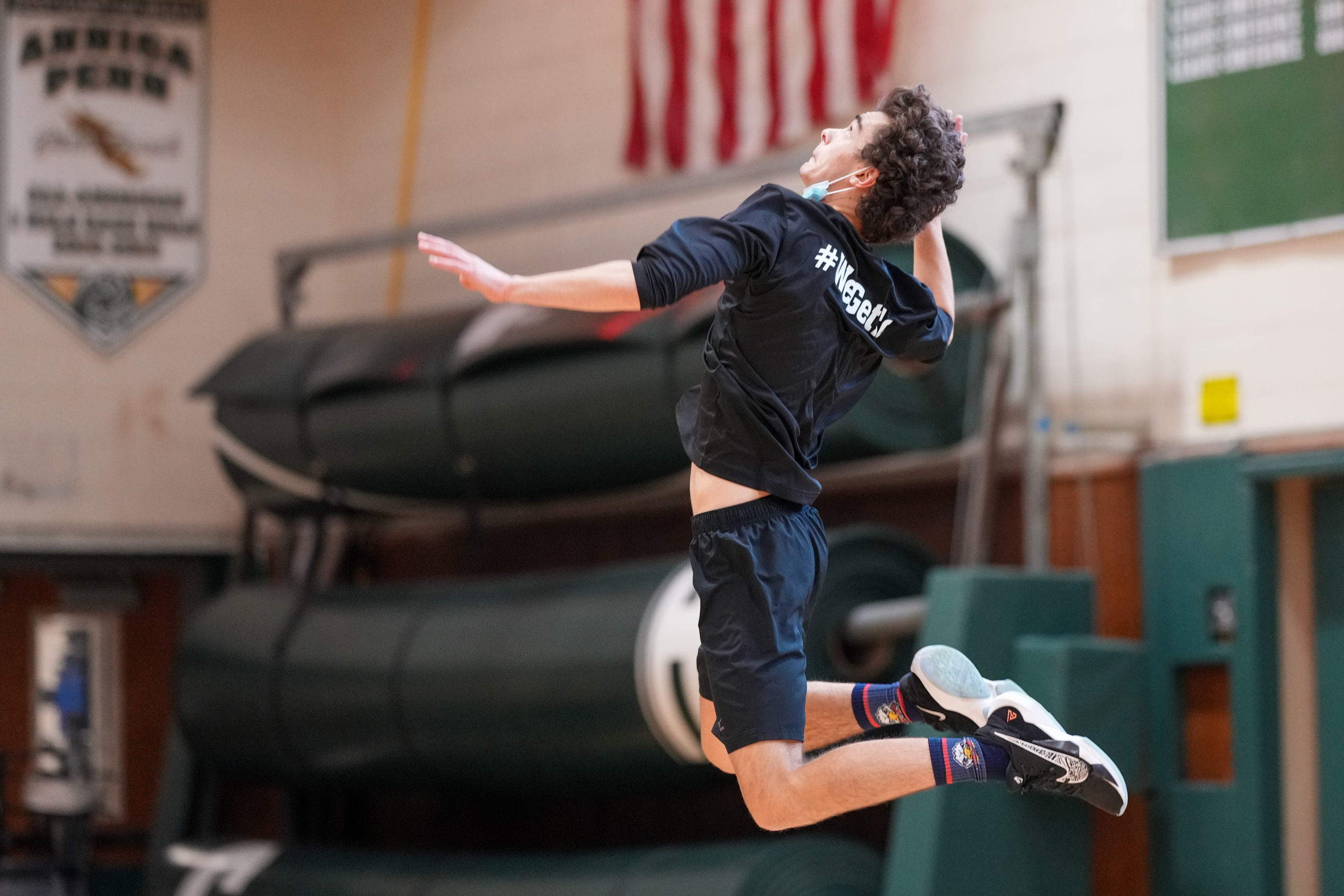 Westhampton Beach senior middle hitter Colbie Mason leaps for the ball.