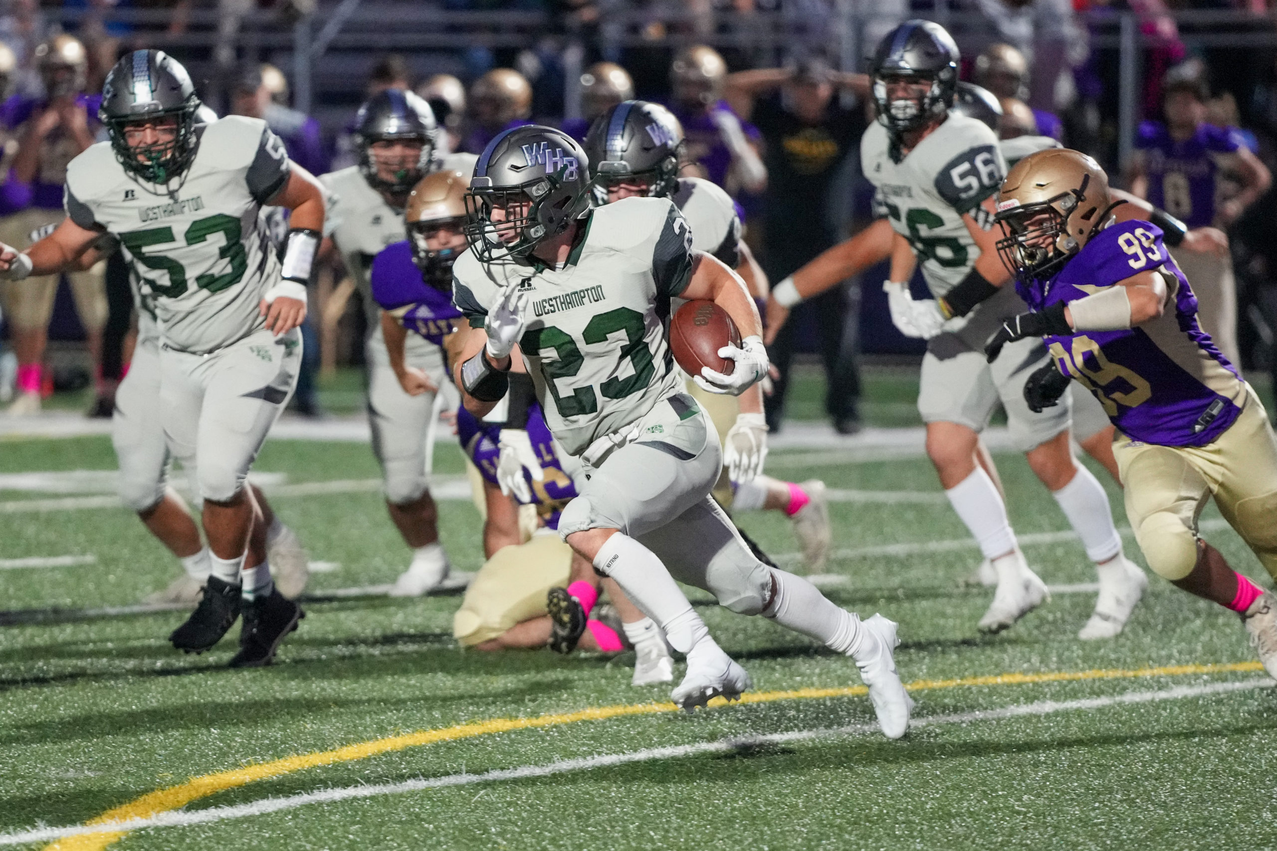 Westhampton Beach senior running back Rob Moreland rushes up the field.