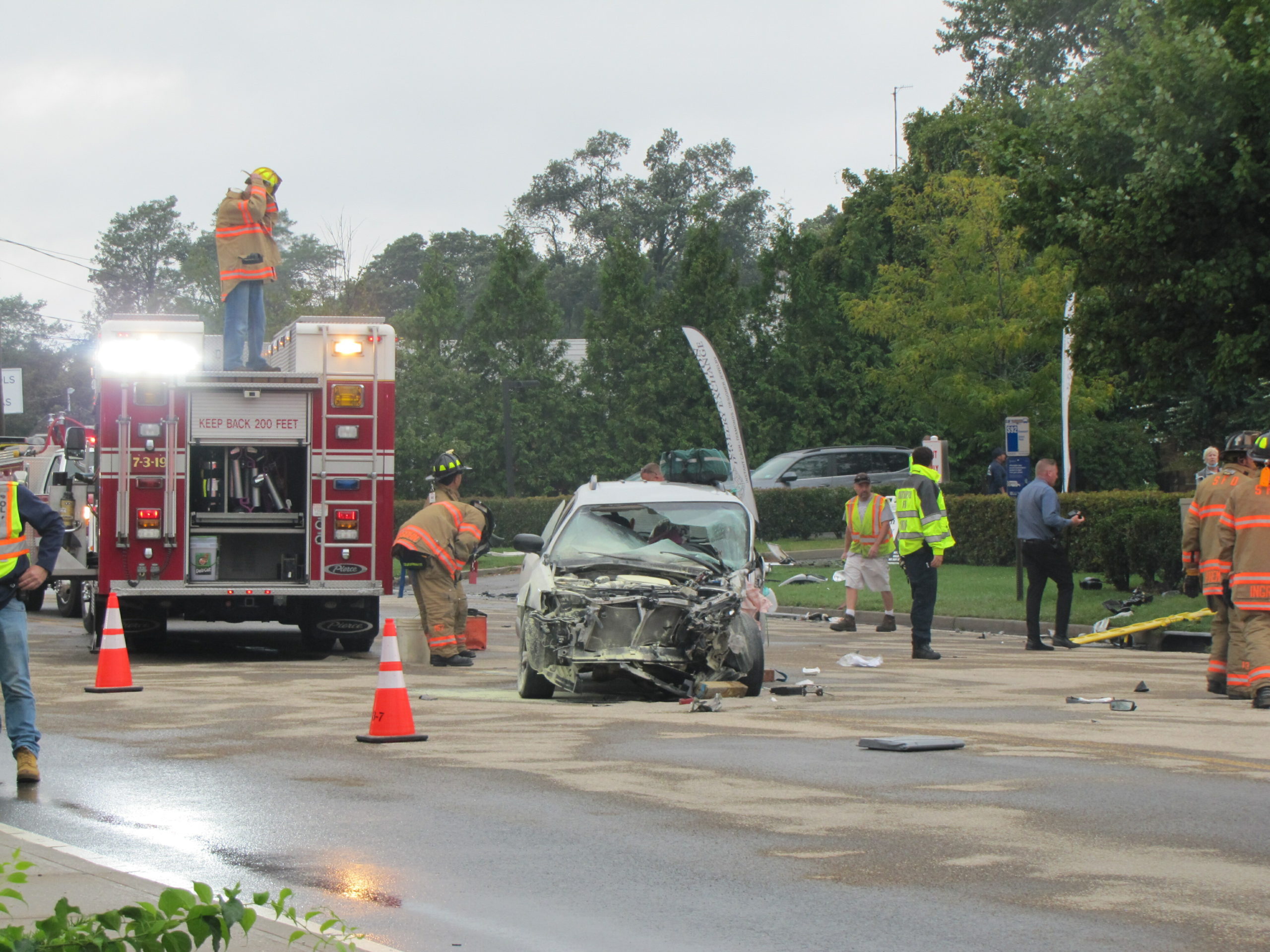 Surprise car crash sends several to the hospital