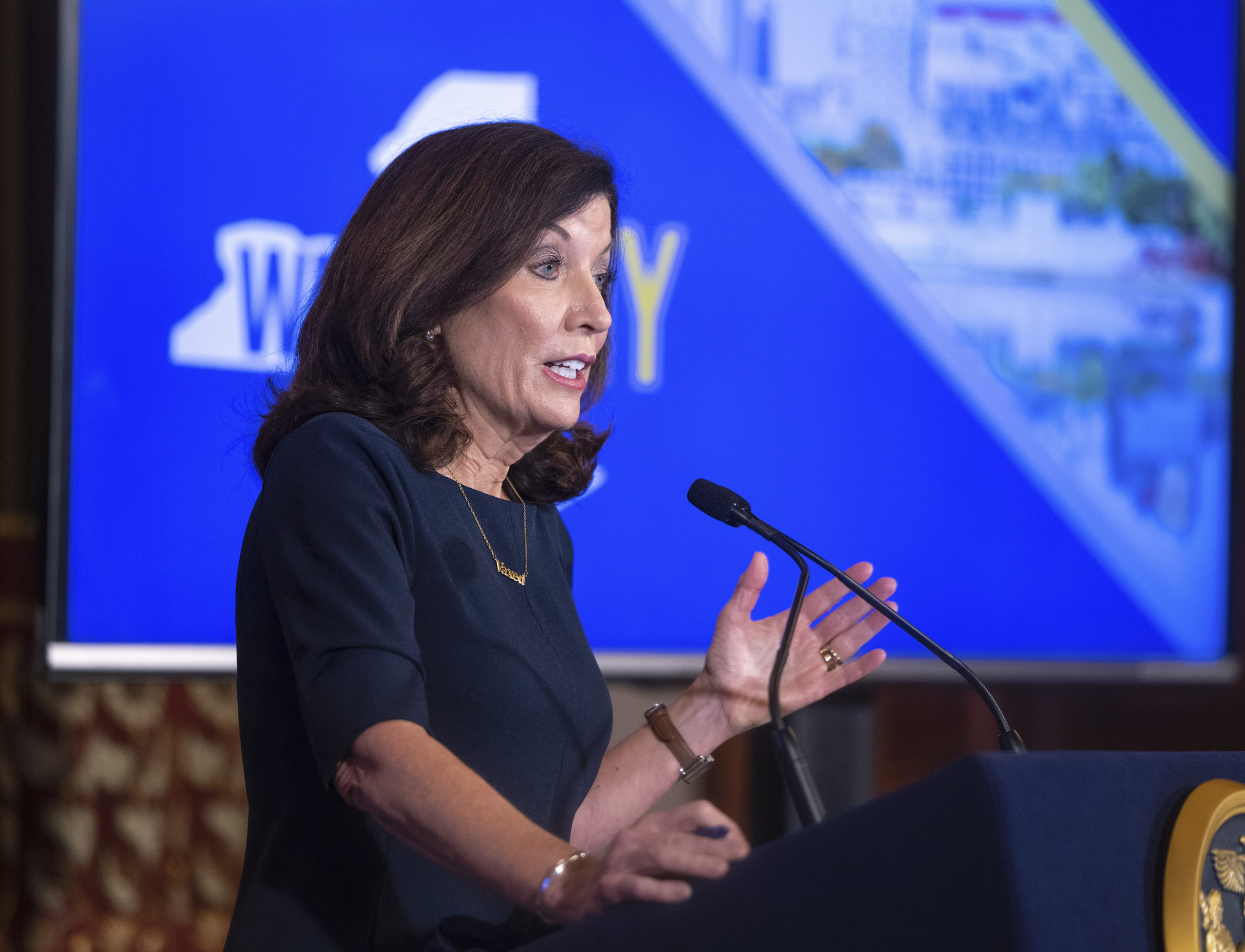 New York Governor Kathy Hochul holds a COVID-19 briefing in the Red Room at the State Capitol. MIKE GROLL/OFFICE OF GOVERNOR KATHY HOCHUL