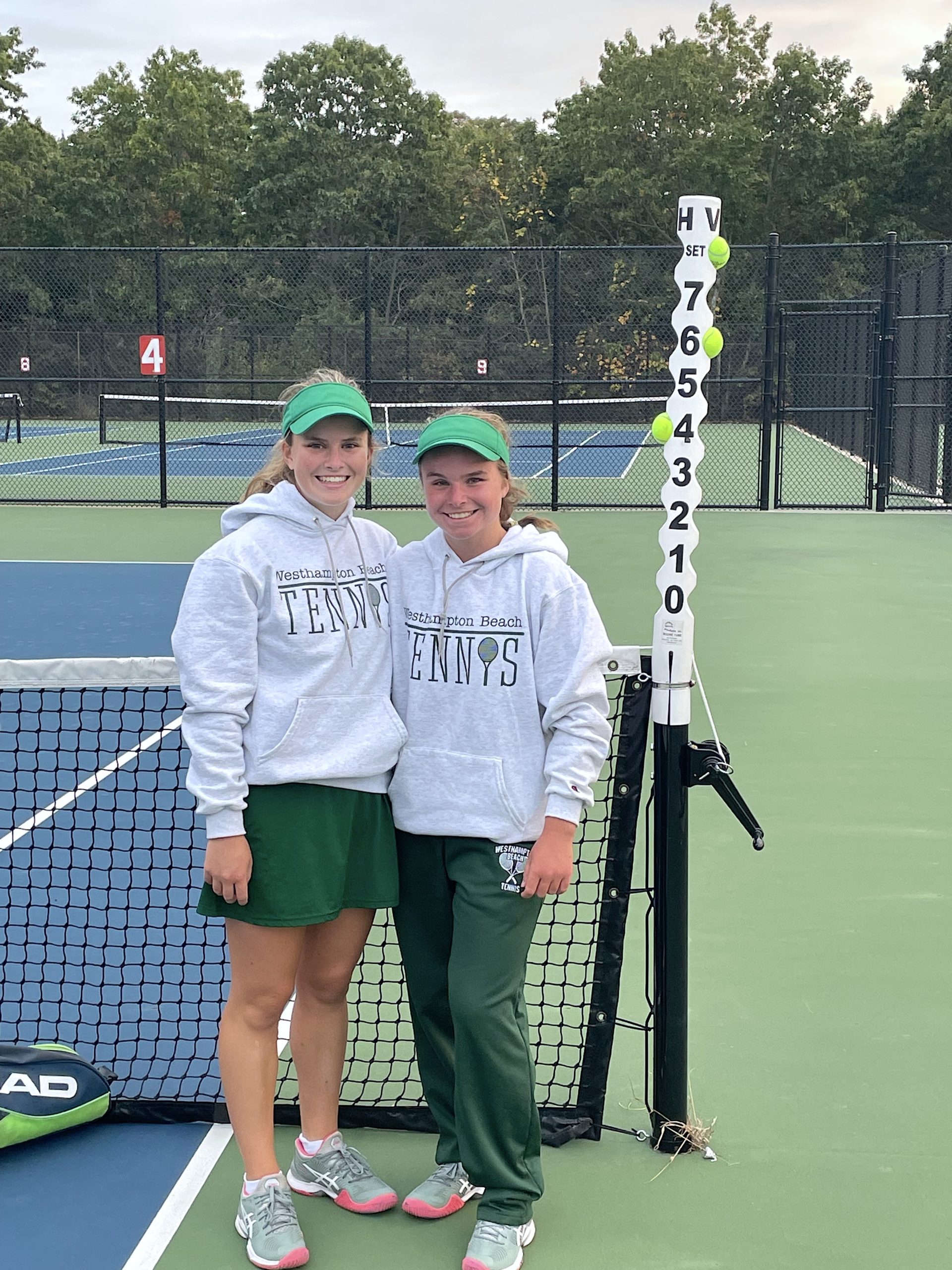 Westhampton Beach sisters Katelyn and Julia Stabile finished first in the Suffolk County doubles tournament at Smithtown East High School October 23.