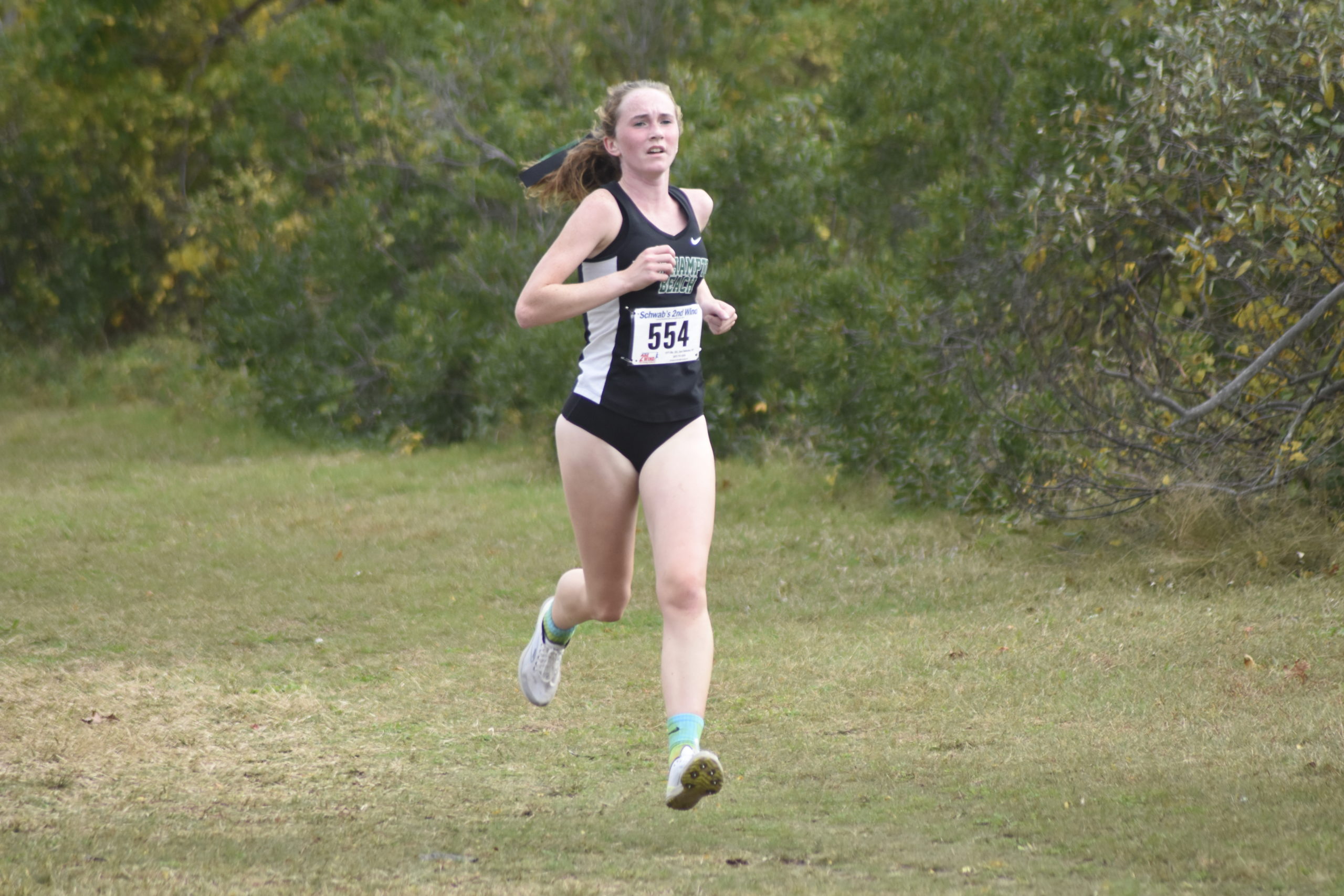 Oona Murphy was the first runner to cross the finish line for Westhampton Beach.