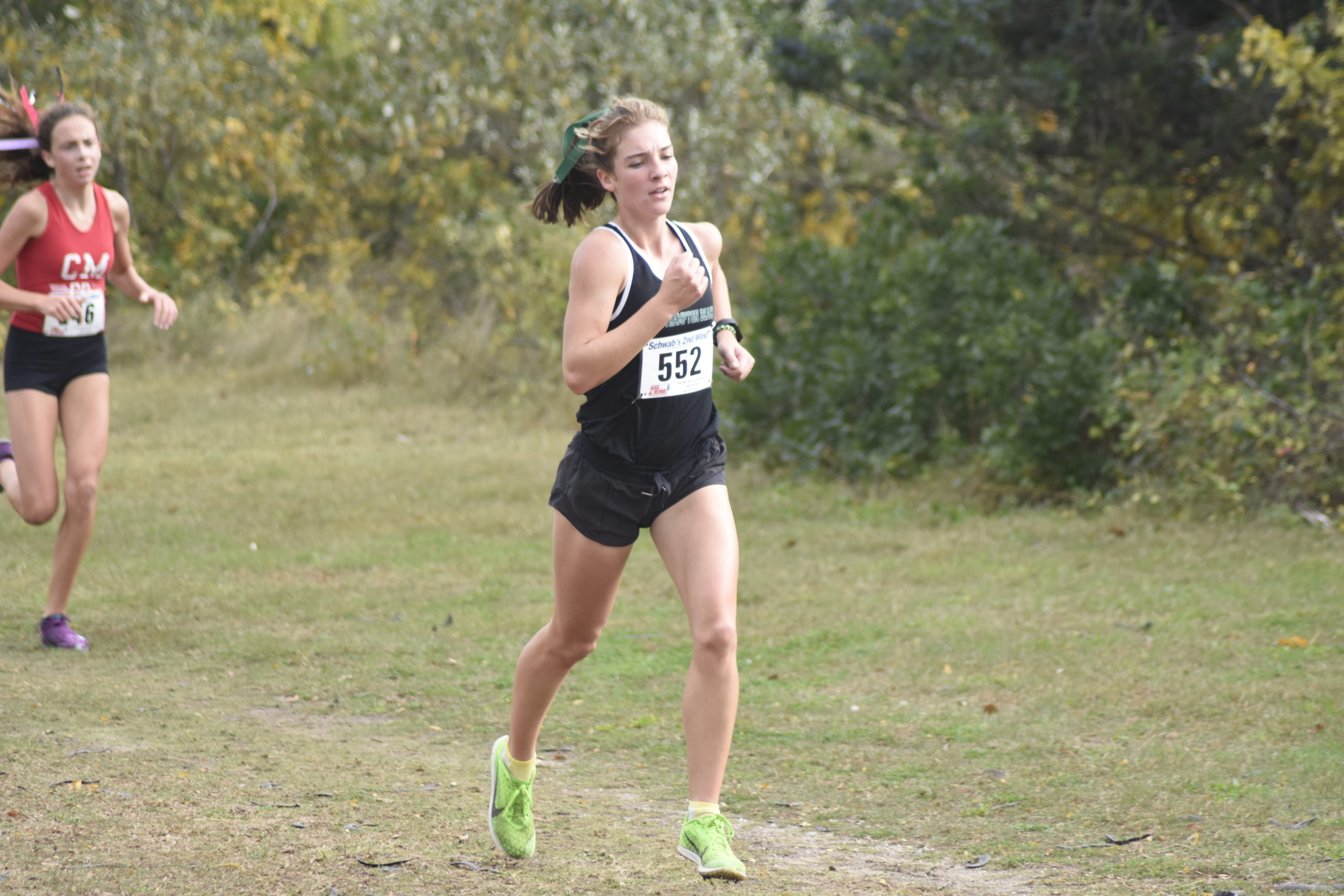 Westhampton Beach senior Rose Hayes crosses the finish line.