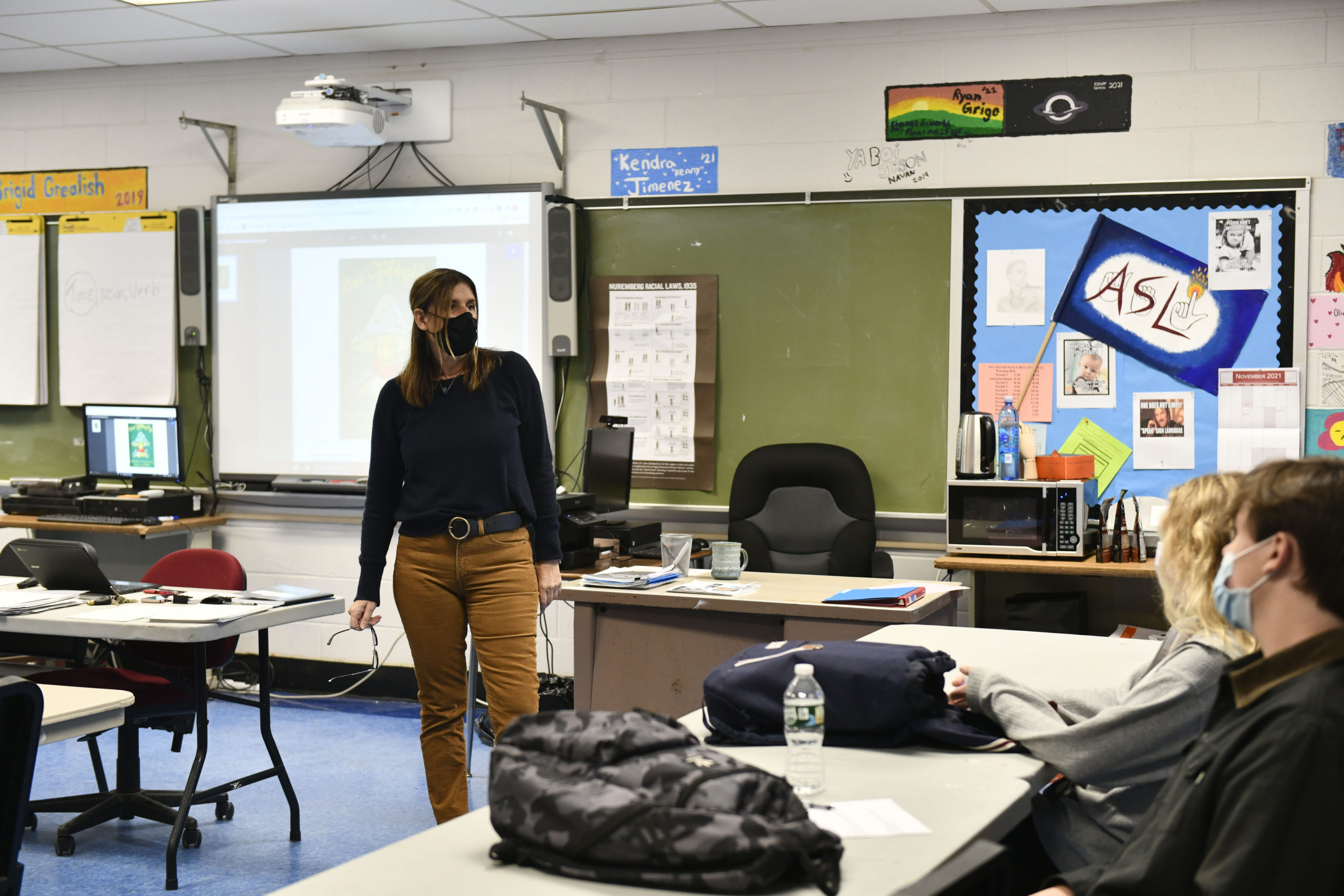 Saundra Dubin during class at Southampton High School on Monday.  DANA SHAW