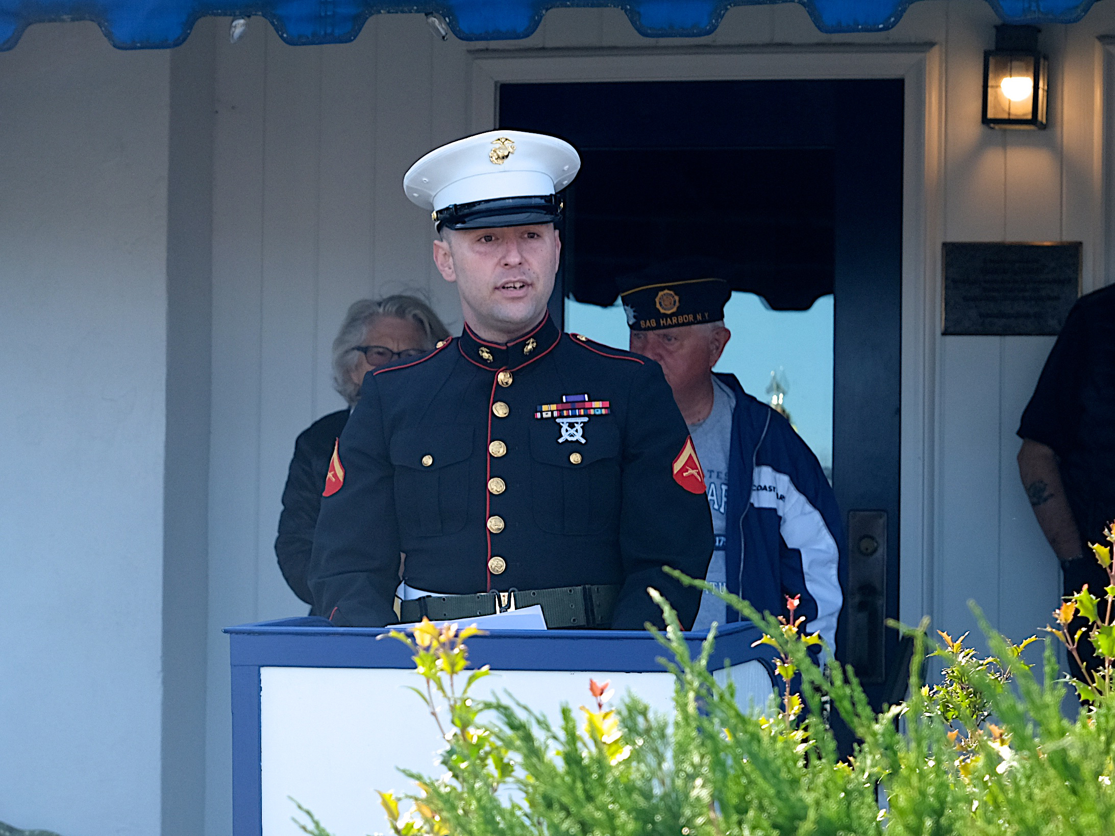 VFW commander Roger King welcomes the crowd.  KYRIL BROMLEY