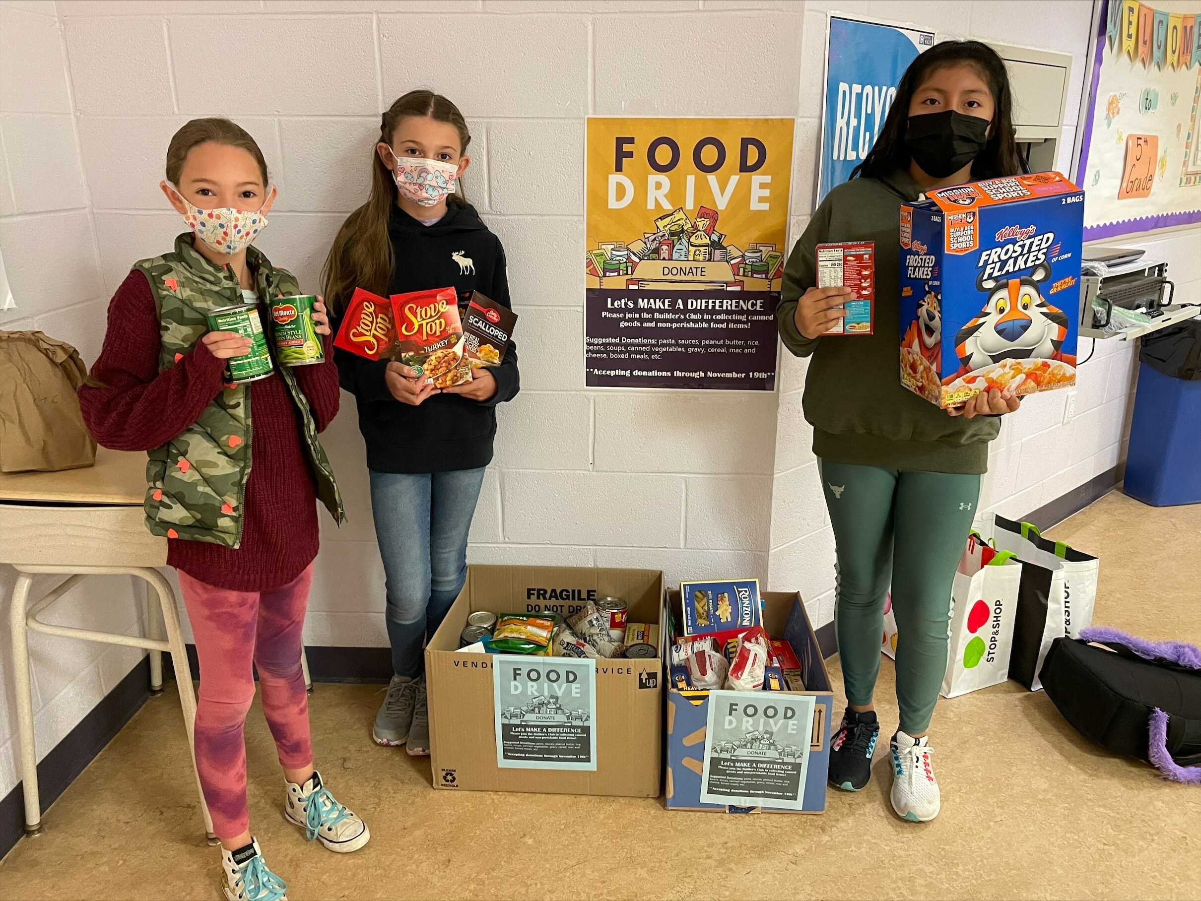 To give back to their community, members of the Hampton Bays Middle School Builders Club worked to collect nonperishable goods for neighbors in need during the month of November. All items collected were donated to St. Rosalie’s Community Food Pantry.