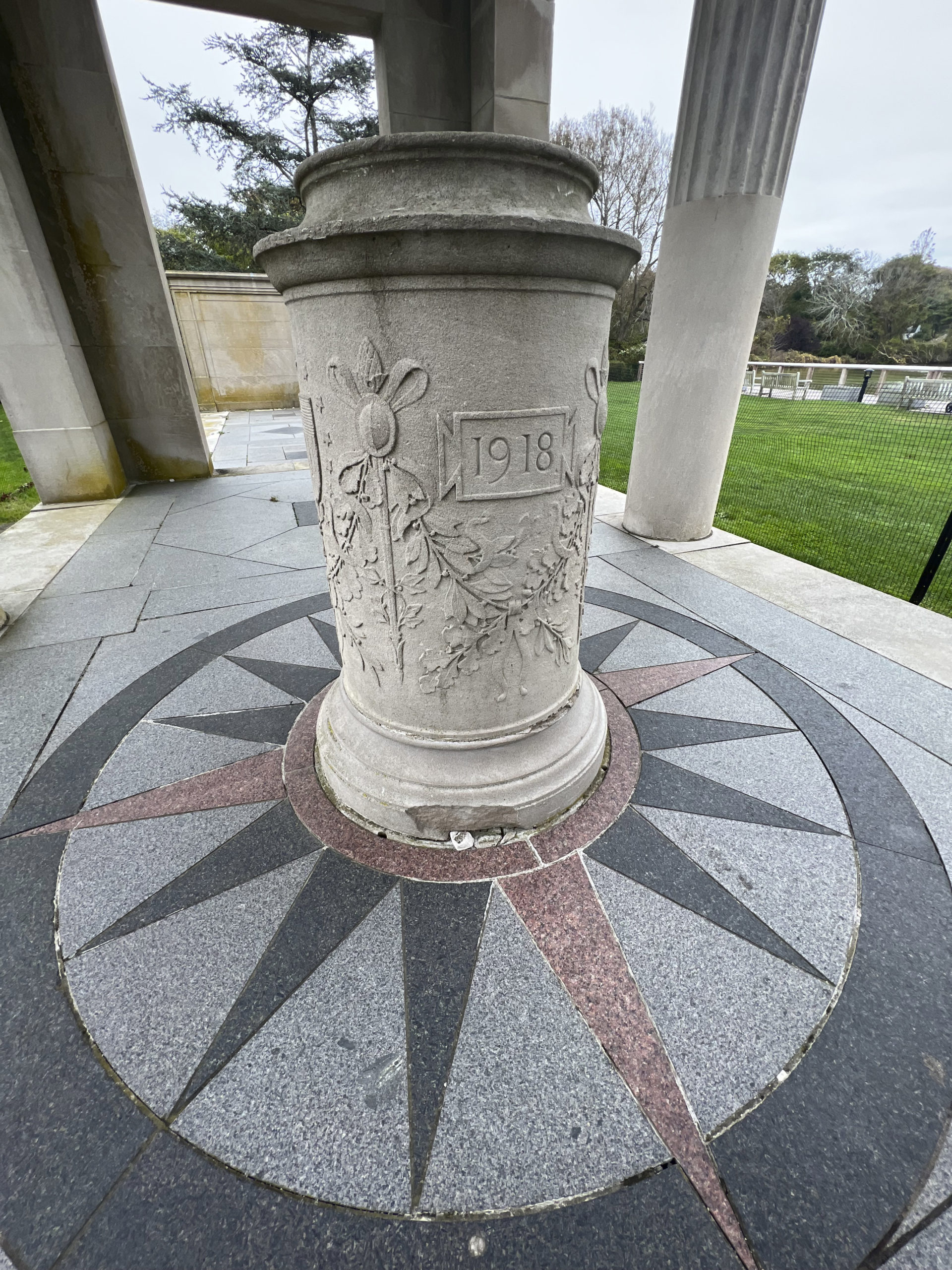 The deteriorating memorial in Agawam Park.  DANA SHAW