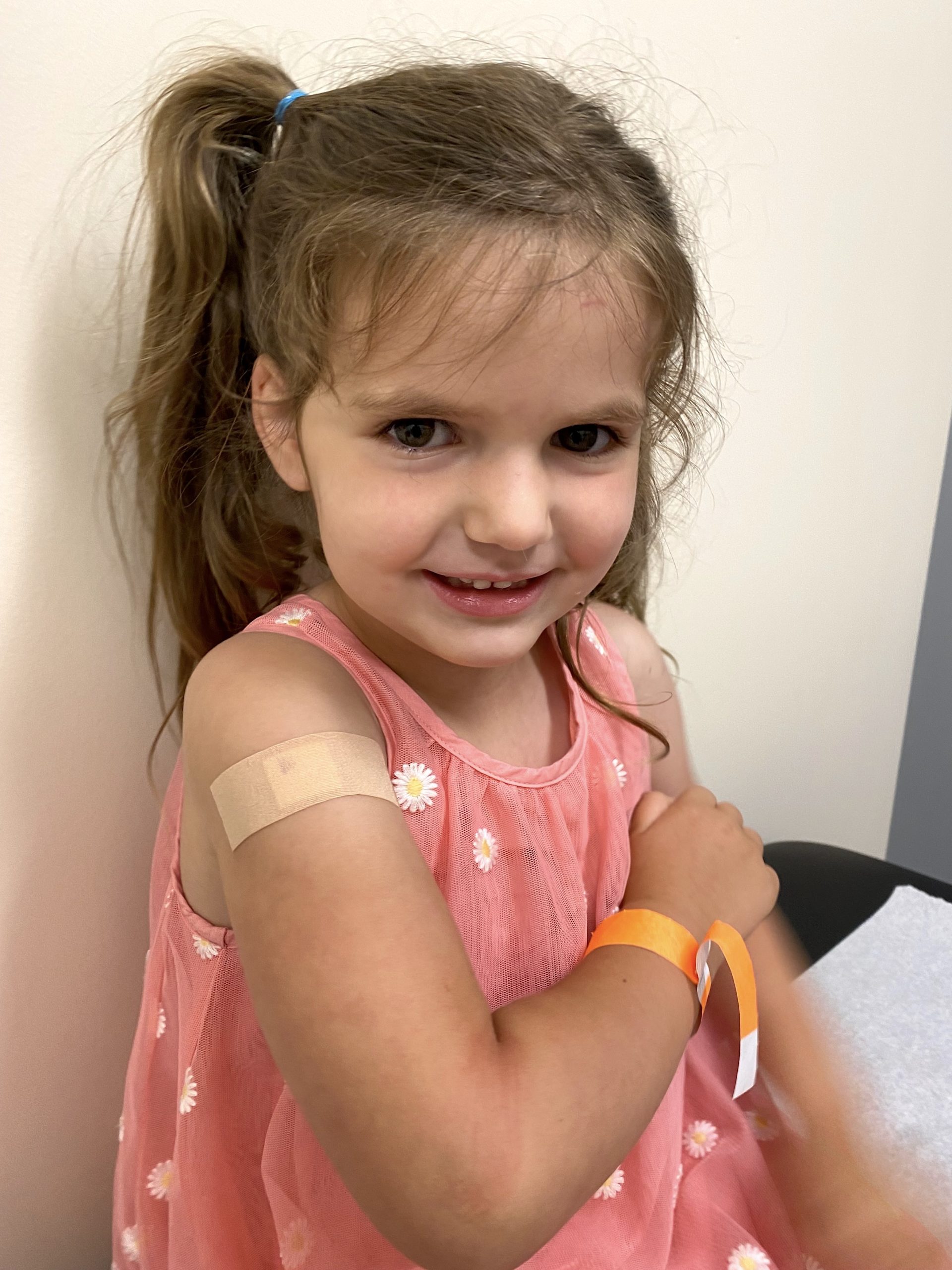 Four-year-old Maggie Barsi, of East Setauket,  participated in a clinical trial for the COVID-19 vaccine at Stony Brook Hospital. STONY BROOK MEDICINE