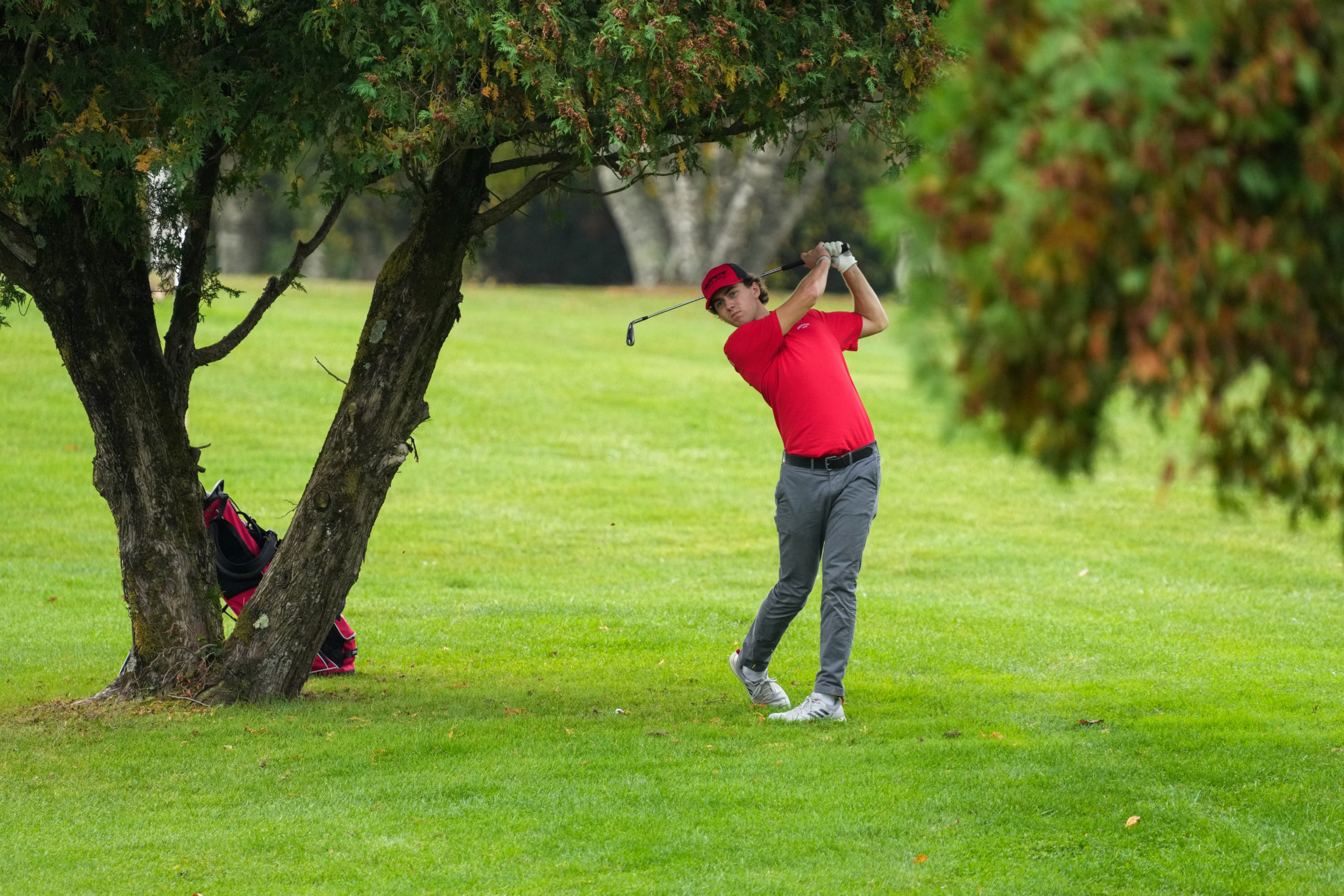 Pierson's Reed Kelsey at the first day of the Suffolk County Boys Golf Championships at Smithtown Landing on Monday.  RON ESPOSITO PHOTOS