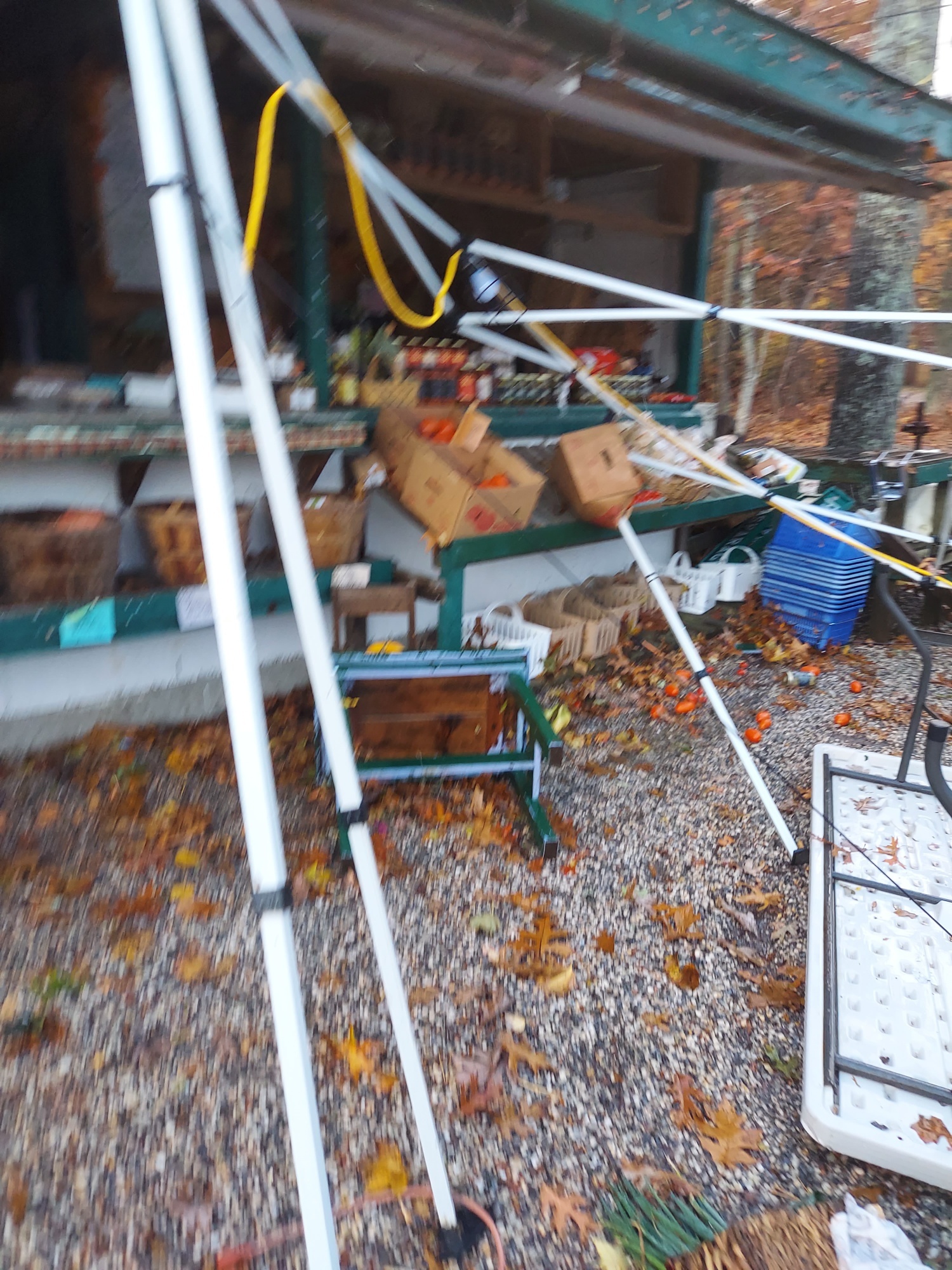 Aftermath from Saturday's storm at the Farmers Market Farm Stand in Westhampton.