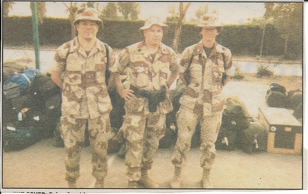 Brian Carabine, middle, in Saudi Arabia following Operation Desert Storm.