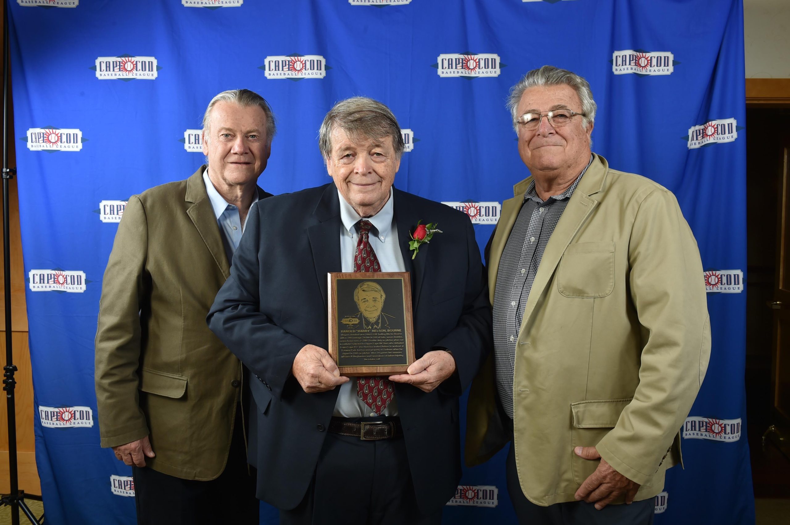 From left, Rob Nelson, Harry Nelson and Ed Nelson at the Cape Cod Baseball League Hall of Fame induction ceremony.  SPORTSPIX