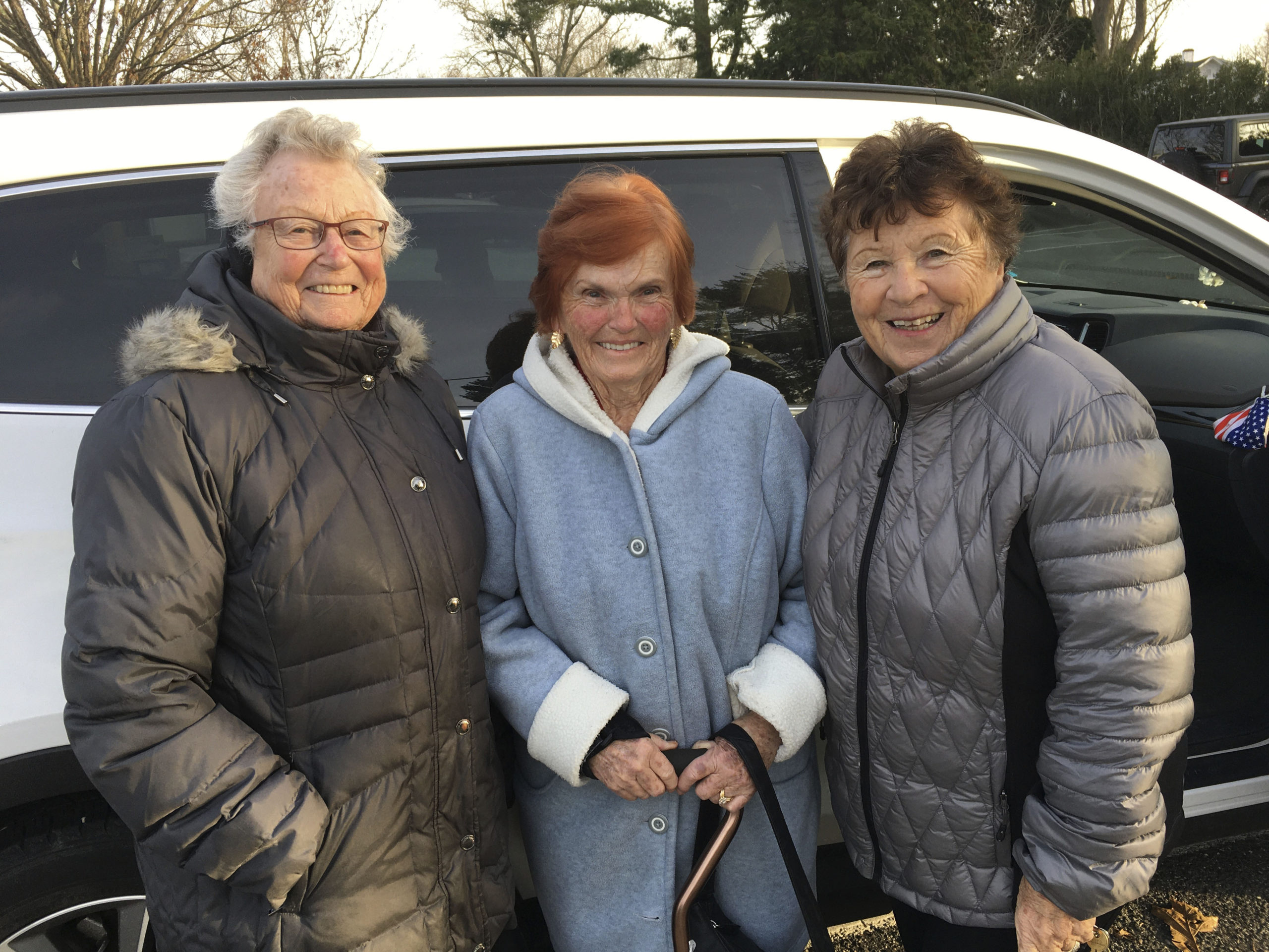 The Three Montauk Ladies, Ann Peterson, Kathy Mercurio and Maureen Senefelder, stopped at The Shops at L.V.I.S on Thursday for some Holiday shopping. Sadly, their usual fourth club member, Myrna Syvertsen passed away in November. Kathy revealed that she was wearing Myrna's coat, and spoke of their many years together as members of the Montauk Fire Department Ladies Auxiliary.    RICHARD LEWIN
