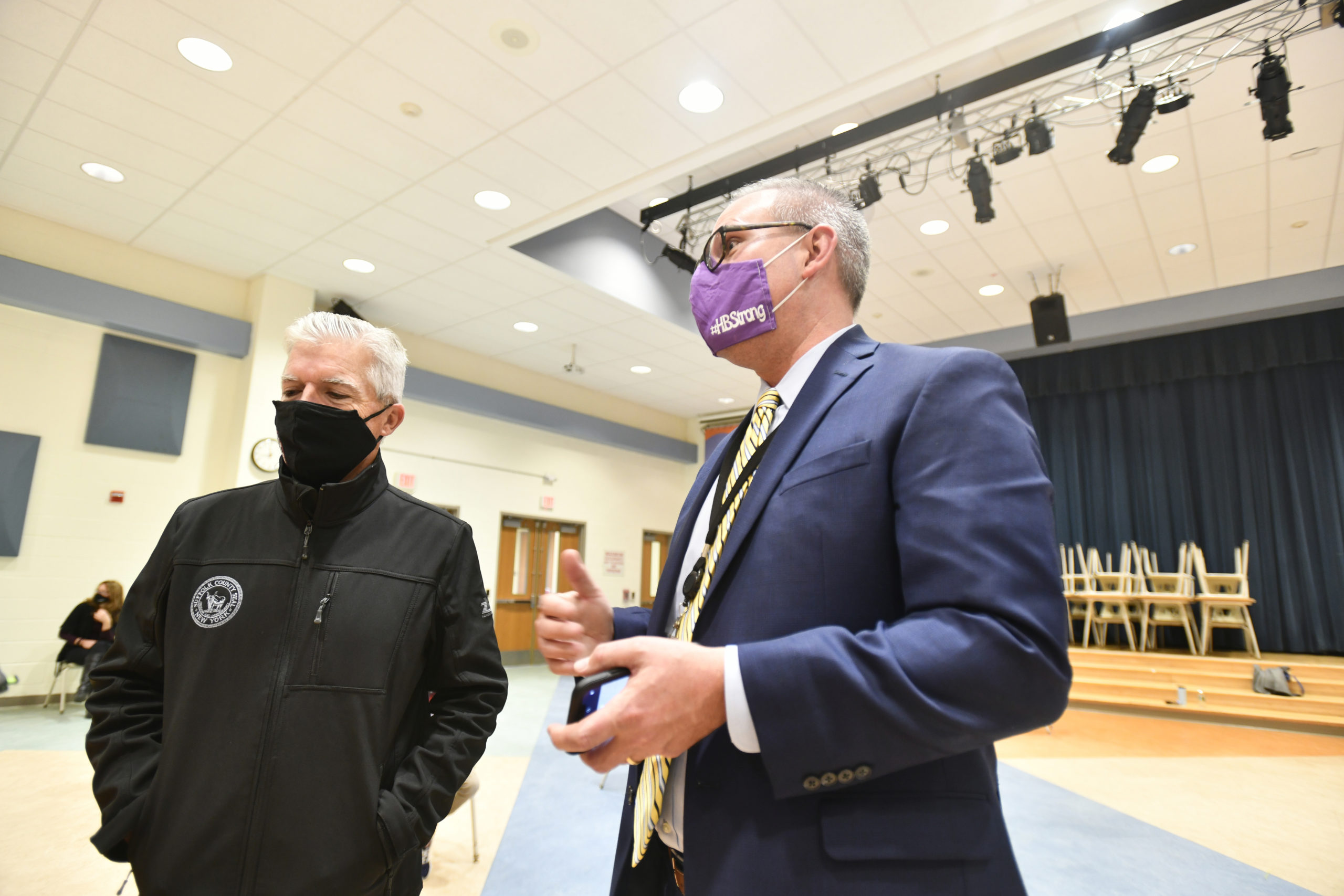 Lars Clemensen with Suffolk County Executive Steve Bellone in 2020.   DANA SHAW