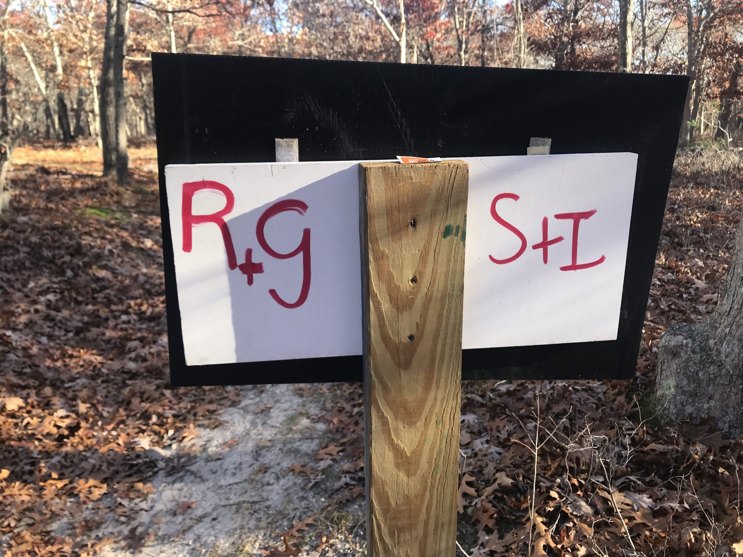 Signs on the Story Walk Trail in Sag Harbor's Mashashimuet Park were defaced by graffiti last week.