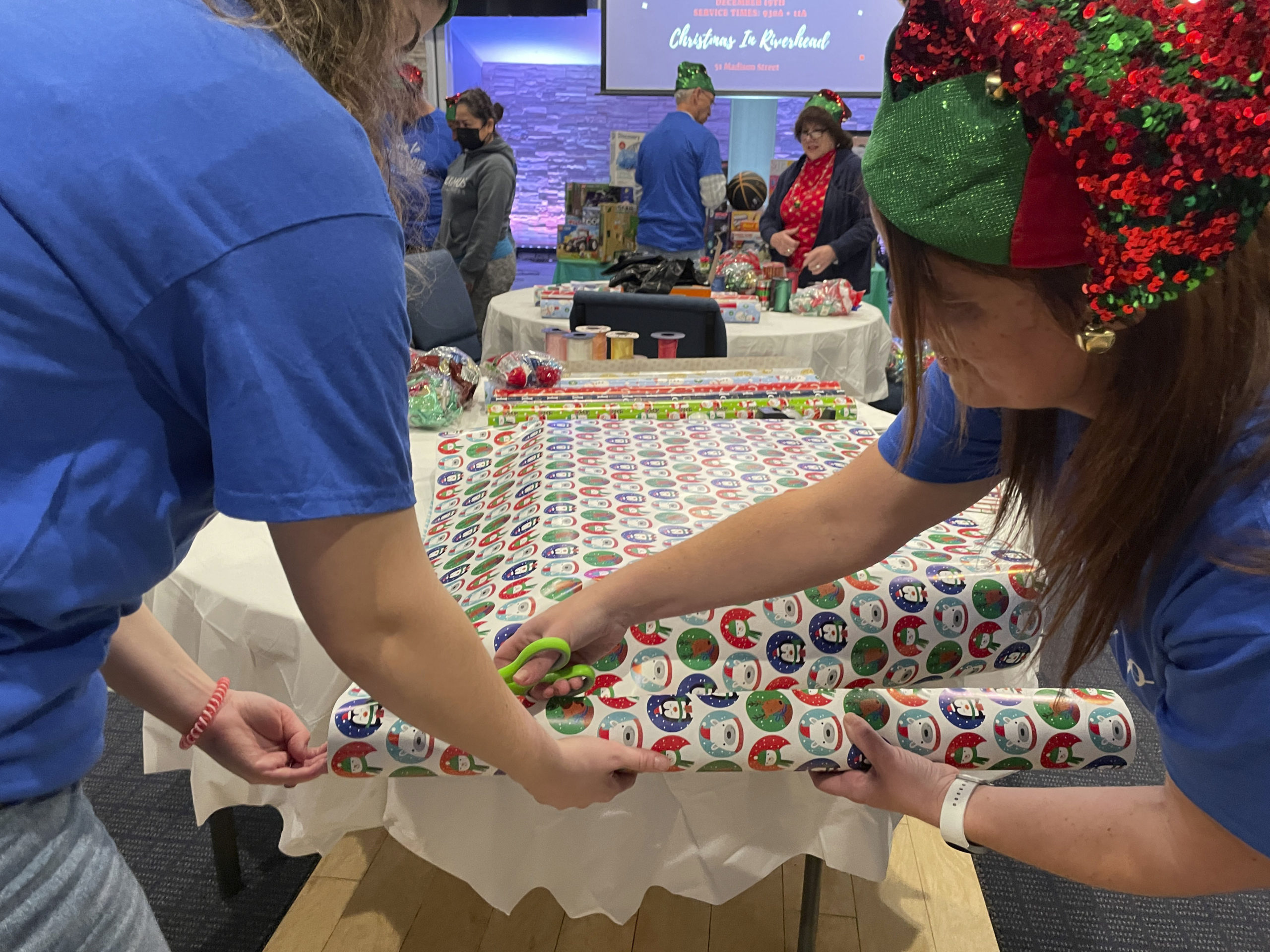 Members of Blaze Church in Flanders manned a 'toy store' in the sanctuary of the church on December 18. Parents were able to 'shop' for gifts for their kids.