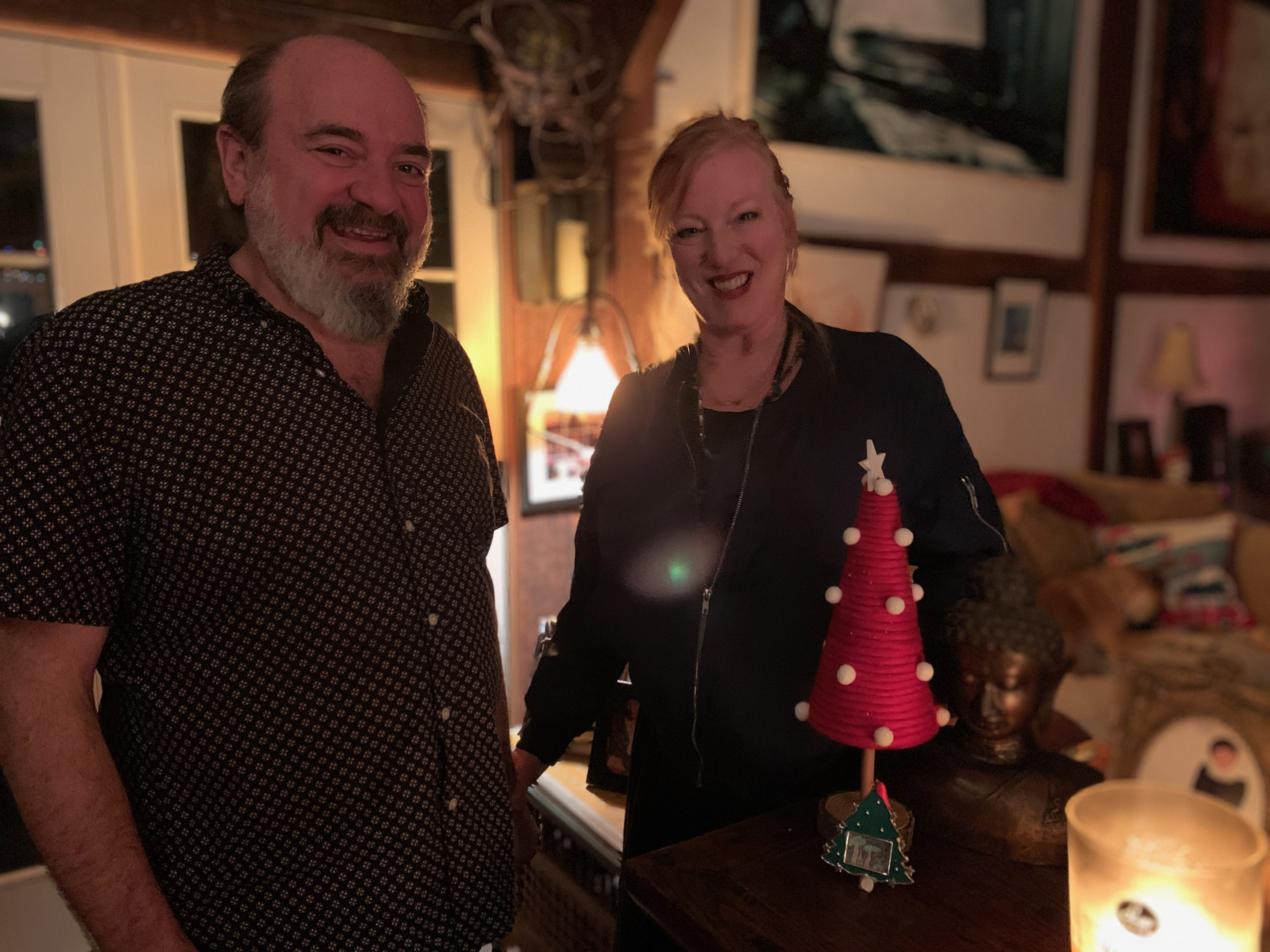 Josh Gladstone and wife Kate Mueth at home for the holidays in Springs.