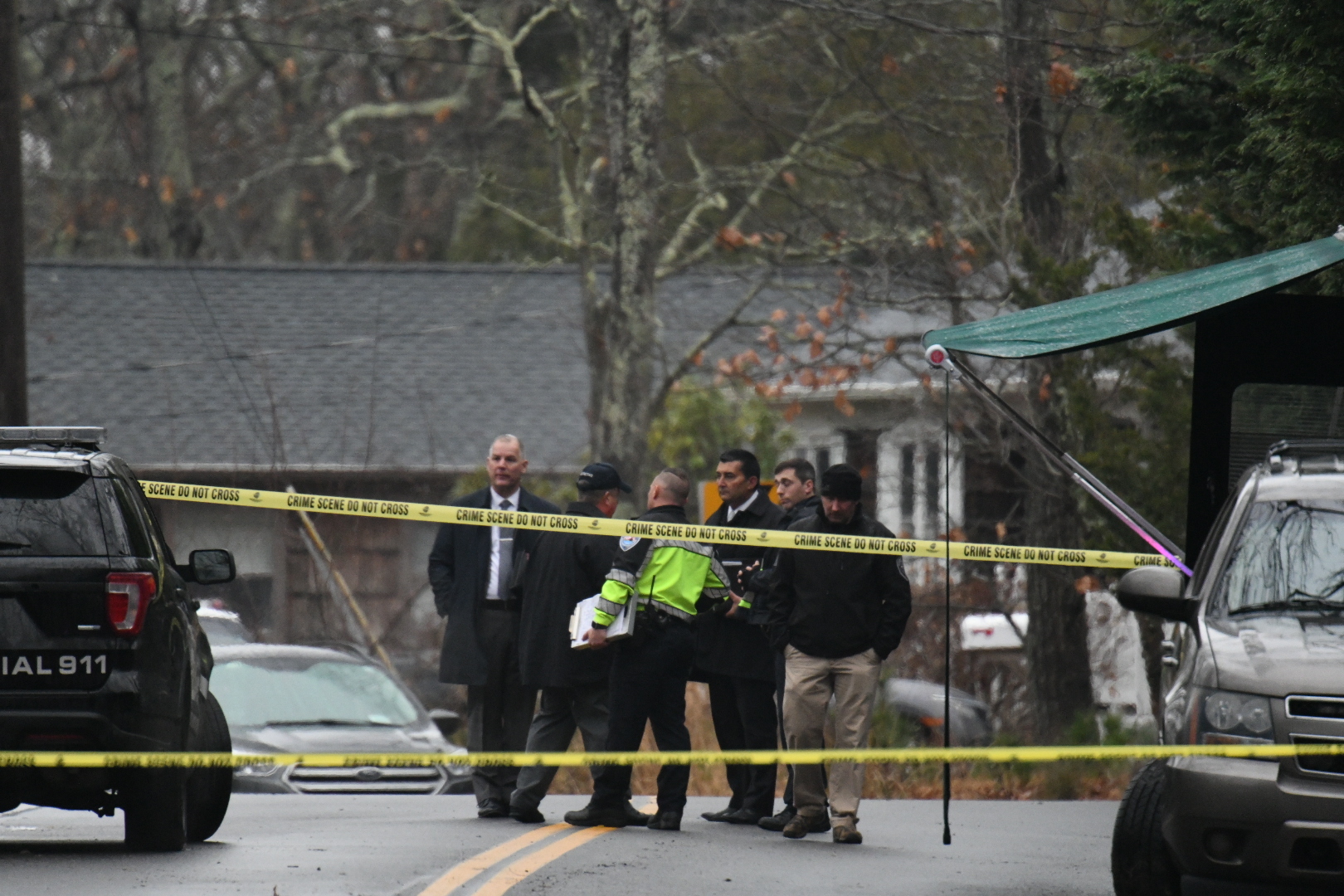 Suffolk County and Southampton Town both had mobile command center vehicles set up at the scene of the Christmas morning murder.
