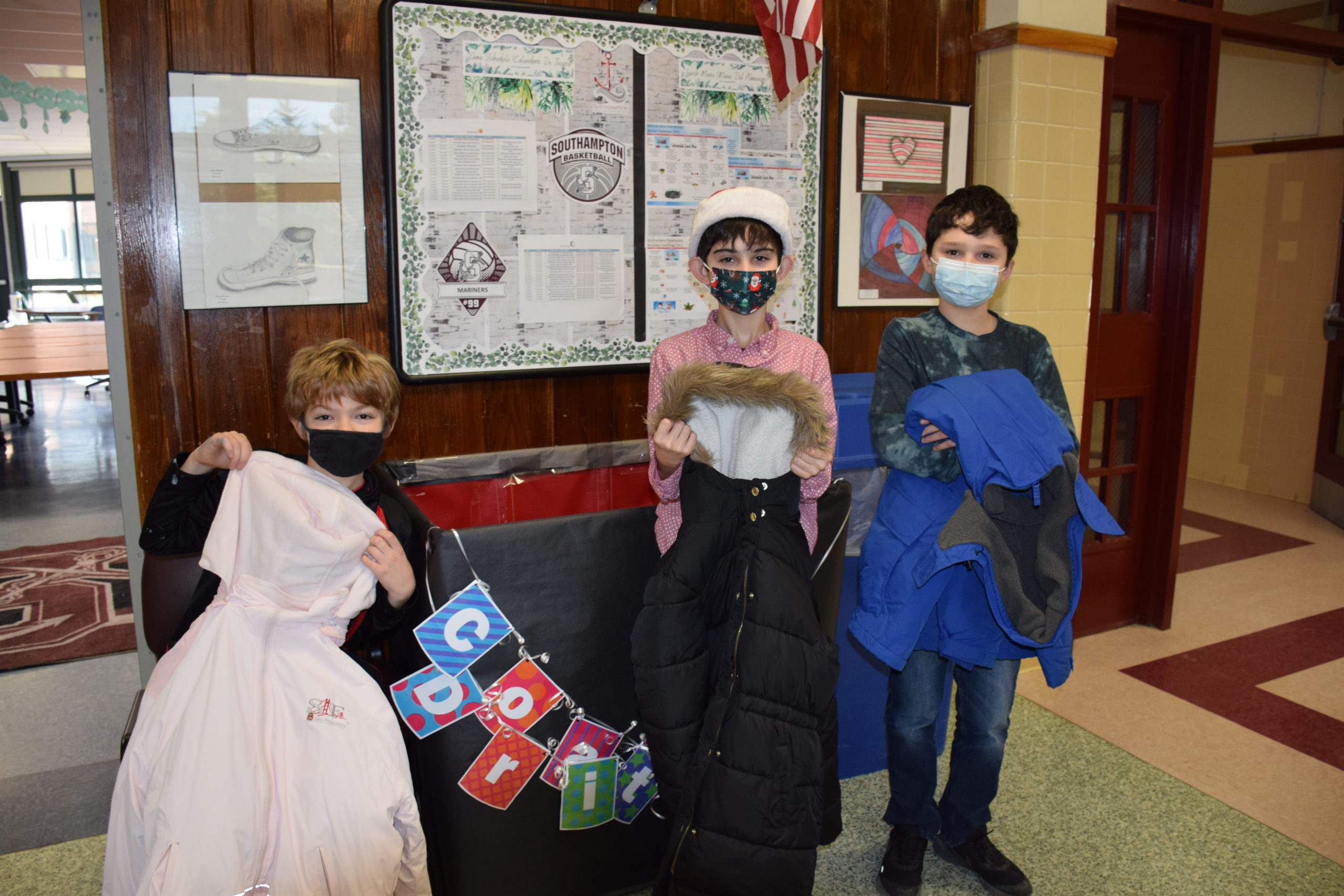 To do their part to give back to the community, members of the Southampton Intermediate School's  Early Act Service Club are collecting gently used coats. All of the coats collected will be donated to Heart of the Hamptons.