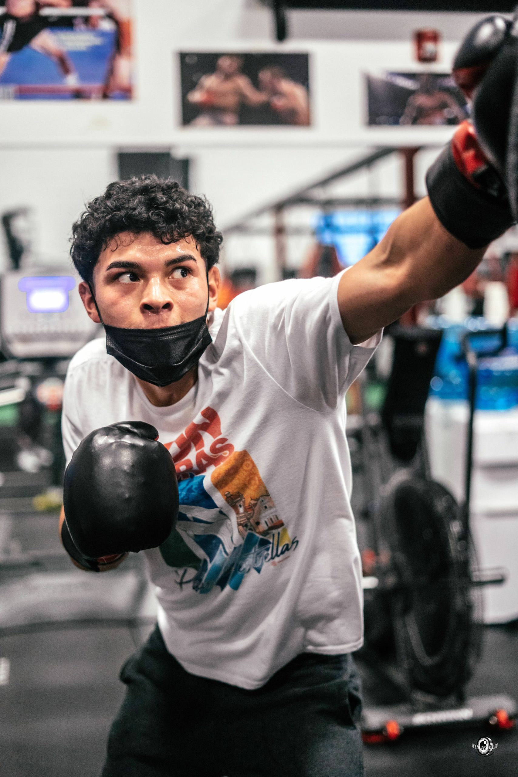Hampton Bays student Erick Acosta throws a punch. DYLAN FLORES