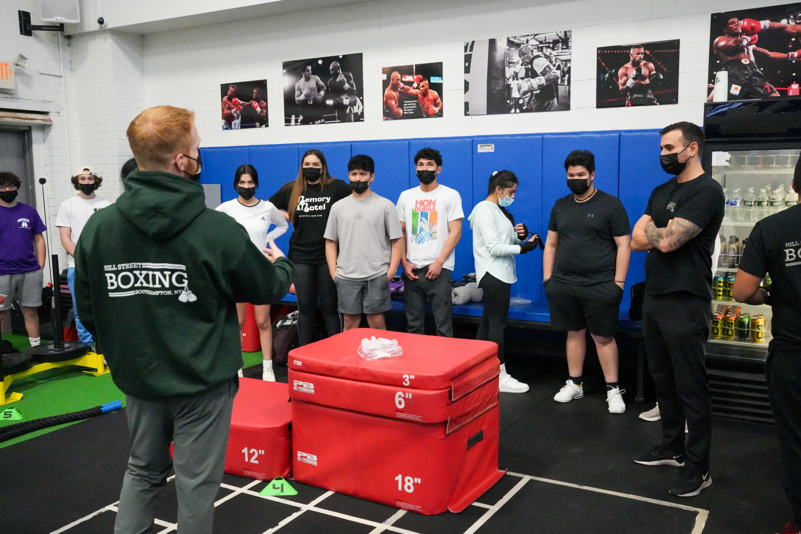 The Hampton Bays boxing program attends a one-hour gym and lesson session at Hill Street Boxing in Southampton each week. RON ESPOSITO