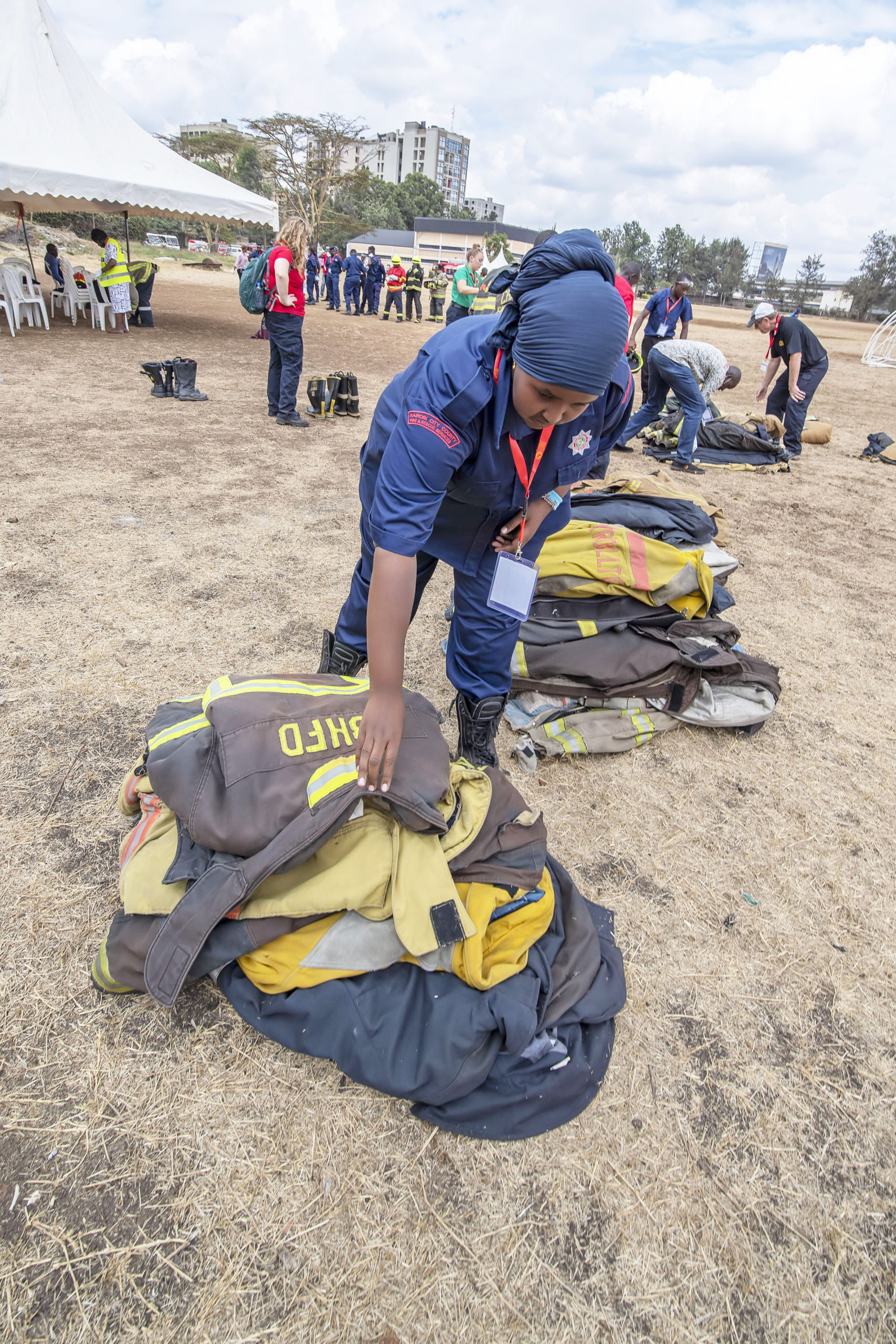 The Bridgehampton Fire Department donated turnout gear to Africa Fire Mission, which was distributed during the first day of training at the Kenya Police CID Training Academy.