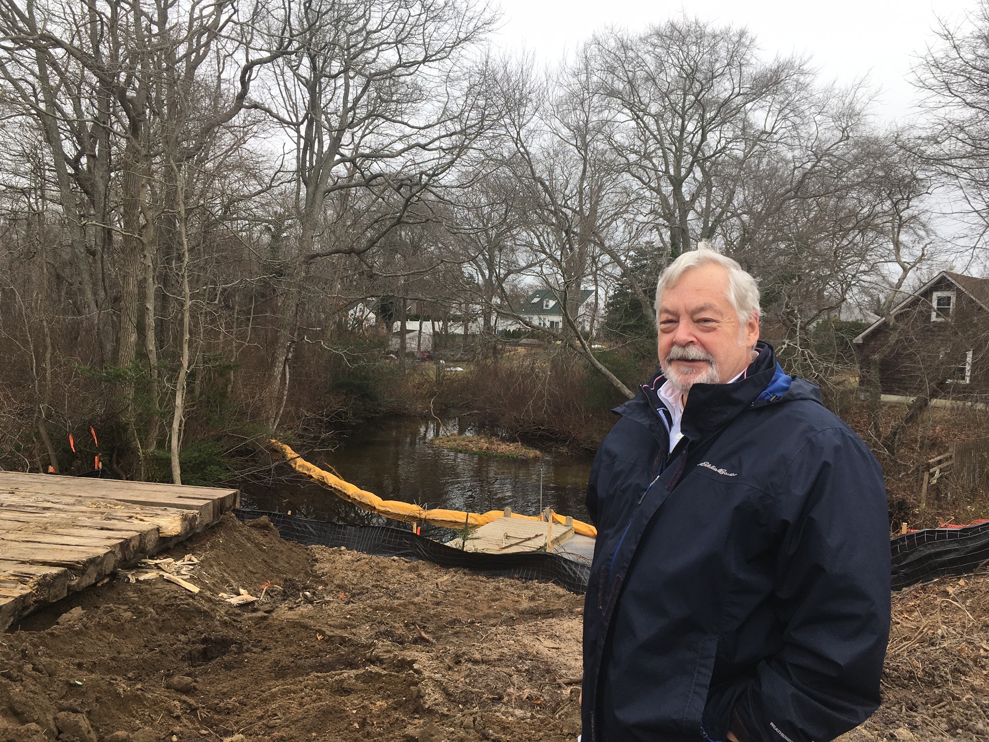 Southampton Town Councilman John Bouvier at the Woodhull Dam project in Riverside.