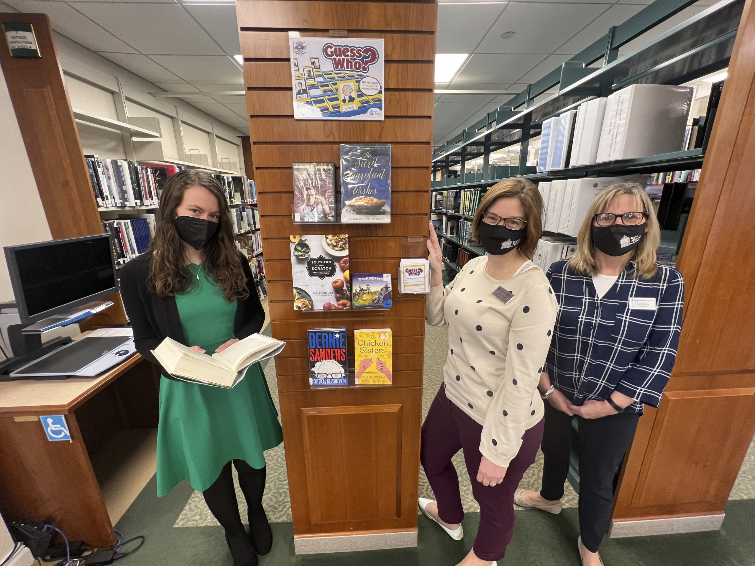 Melissa Sutter, outreach and reference librarian; Beth Gates, reference supervisor and Liz Burns, library director at the Rogers Memorial Library. DANA SHAW