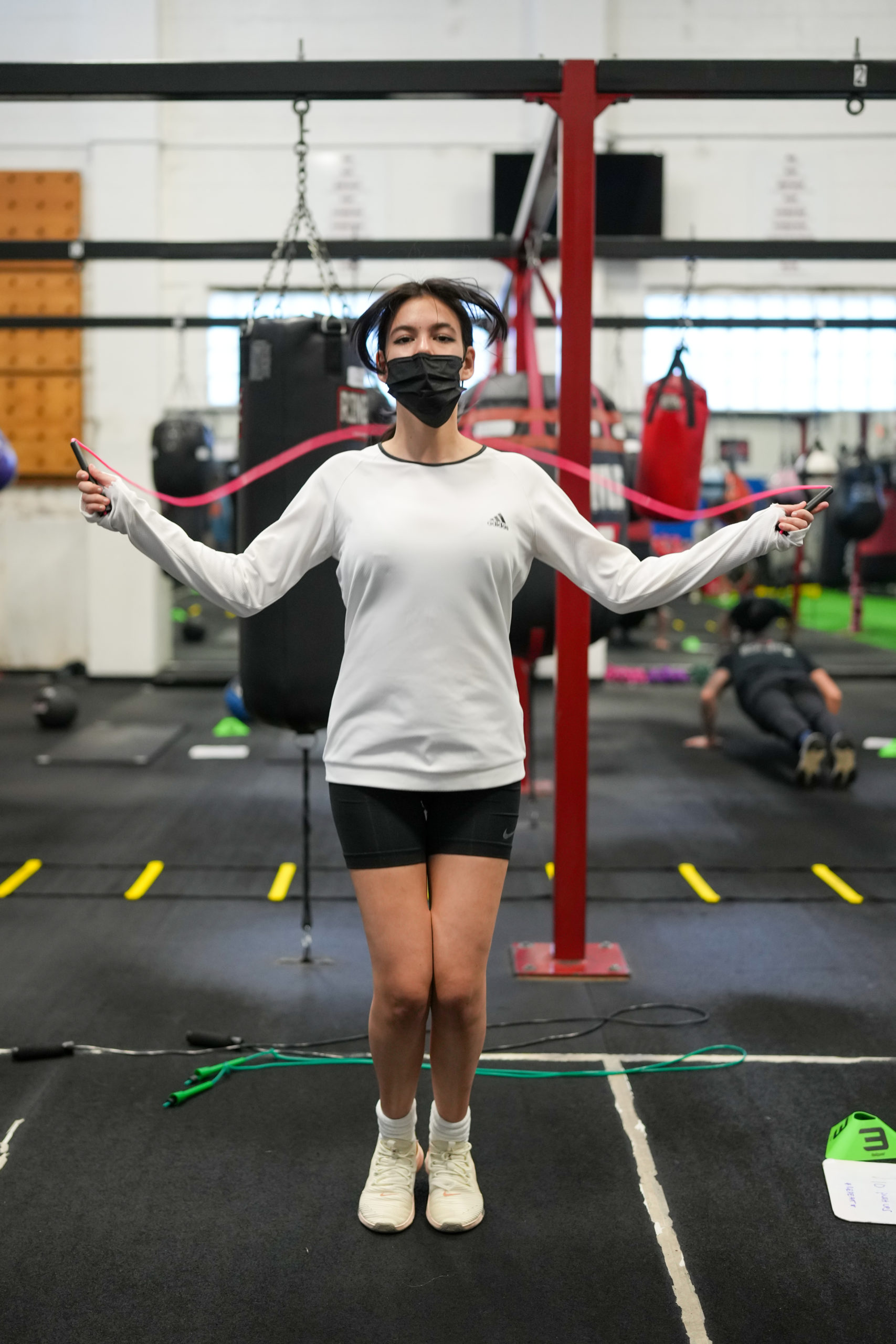 Hampton Bays student Marianna Iriarte Ospina jumps rope. RON ESPOSITO