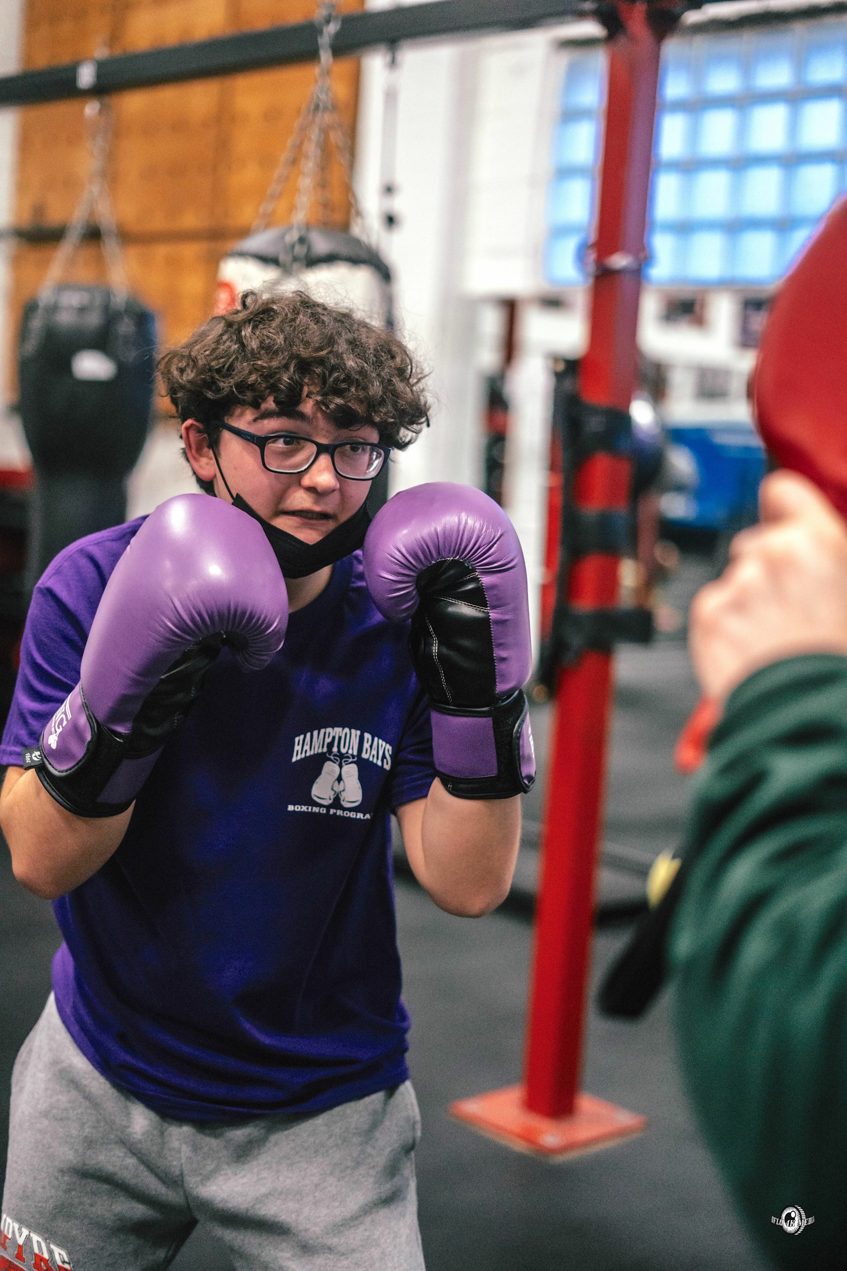 Hampton Bays student Timmy McCarthy works on his boxing stance. DYLAN FLORES