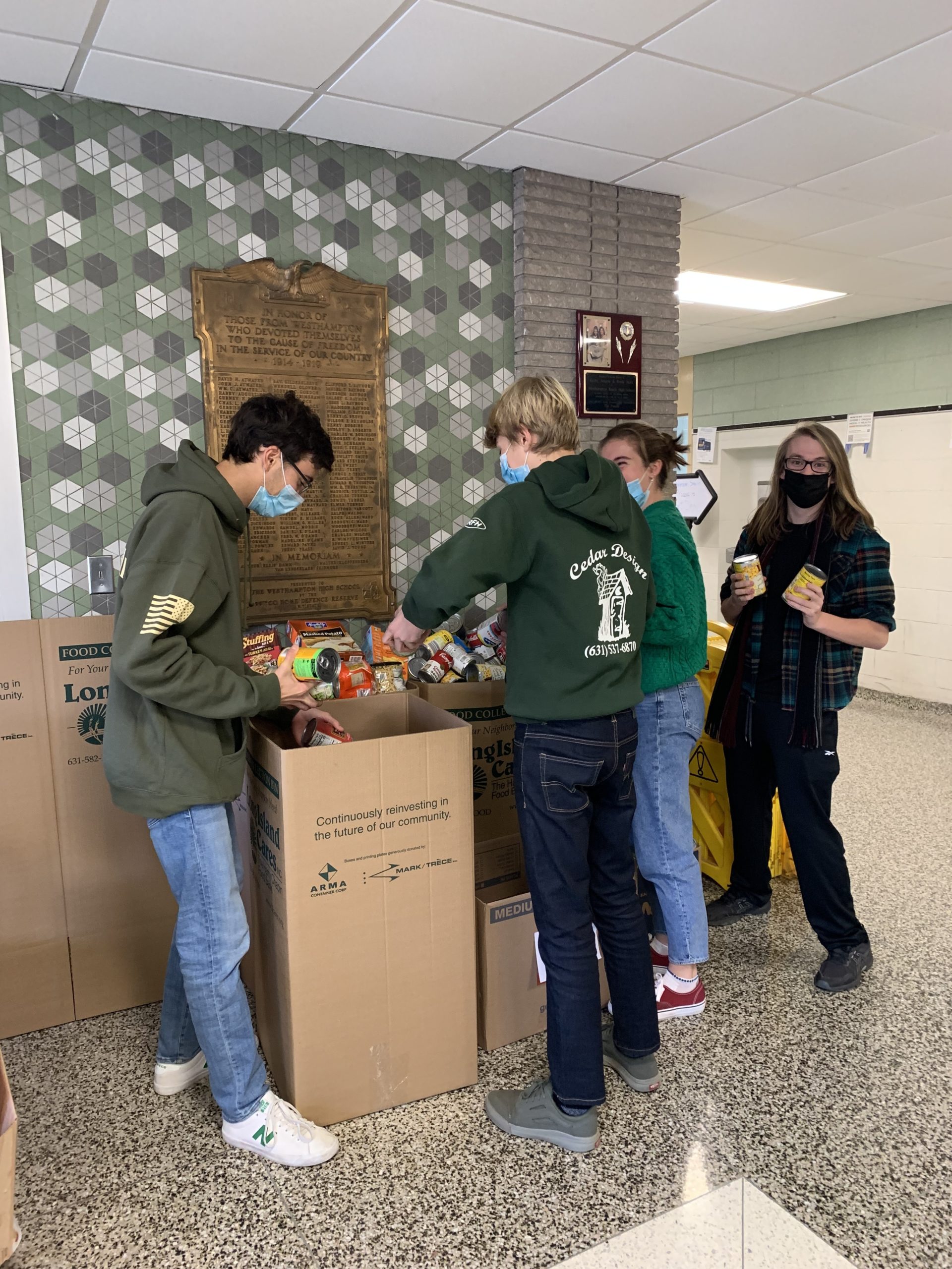 The Westhampton Beach High School National Honor Society recently held a successful holiday food drive in partnership with Long Island Cares. The students collected 789 food items that will be donated to local families in need.