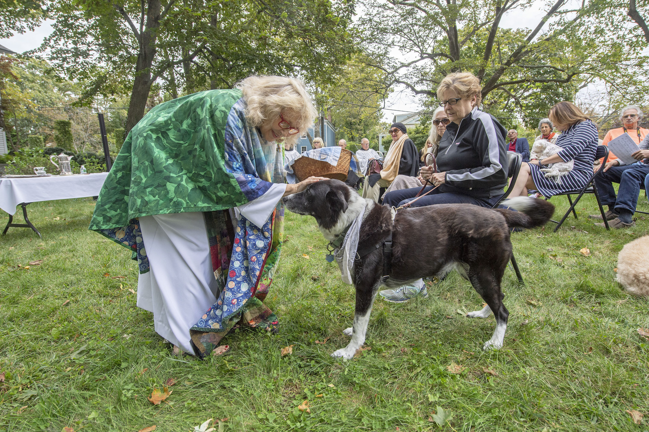 Reverend Karen Campbell at a recent Blessing of the Animals service at Christ Episcopal Church. MICHAEL HELLER