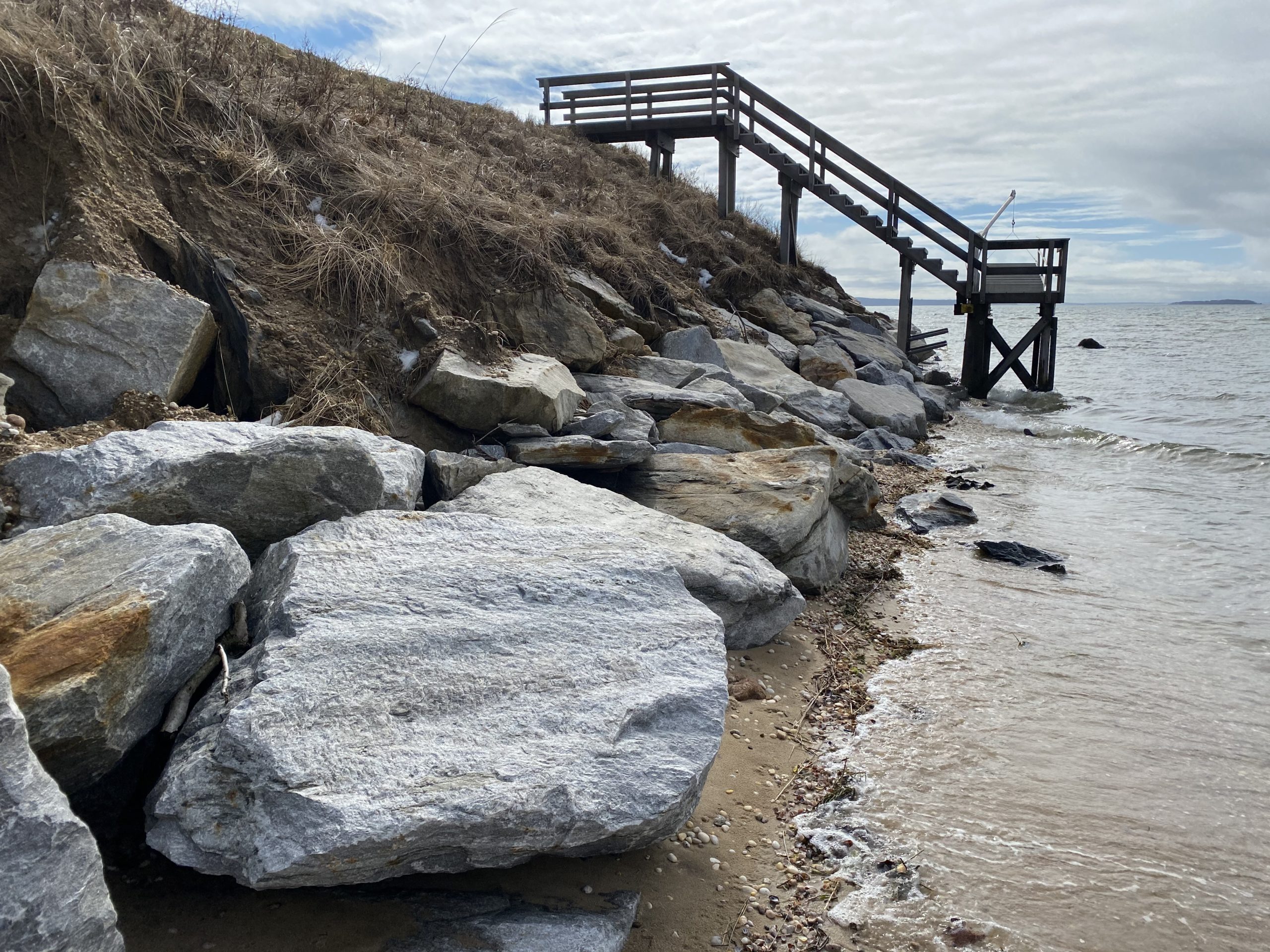 Erosion at the northwestern corner of the North Haven peninsula in February, 2021. PETER BOODY PHOTO