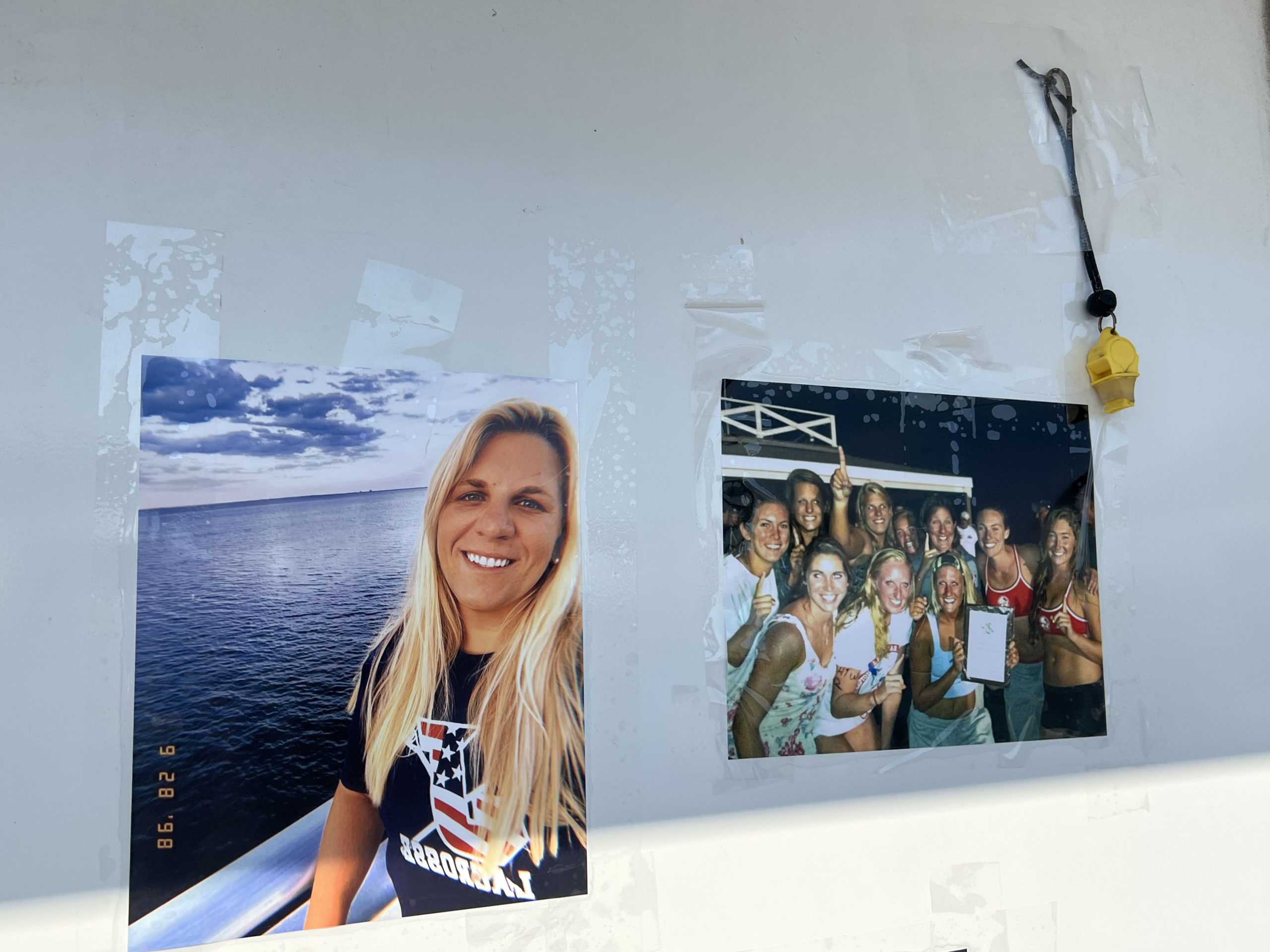 A memorial for Ciara McKeon was set up on Saturday at the lifeguard office at Ponquogue Beach in Hampton Bays.  DANA SHAW