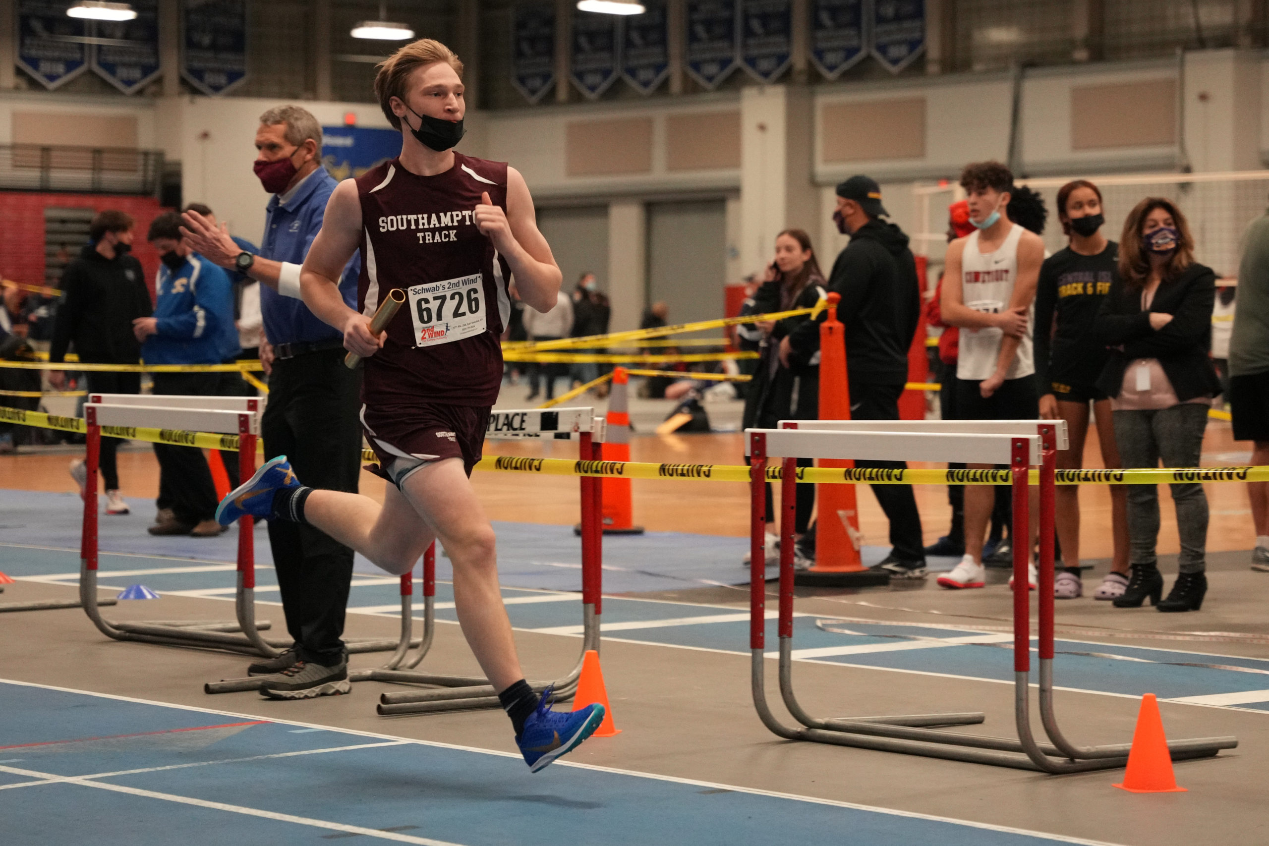 Southampton's Riley Herman in the 4x400-meter relay.