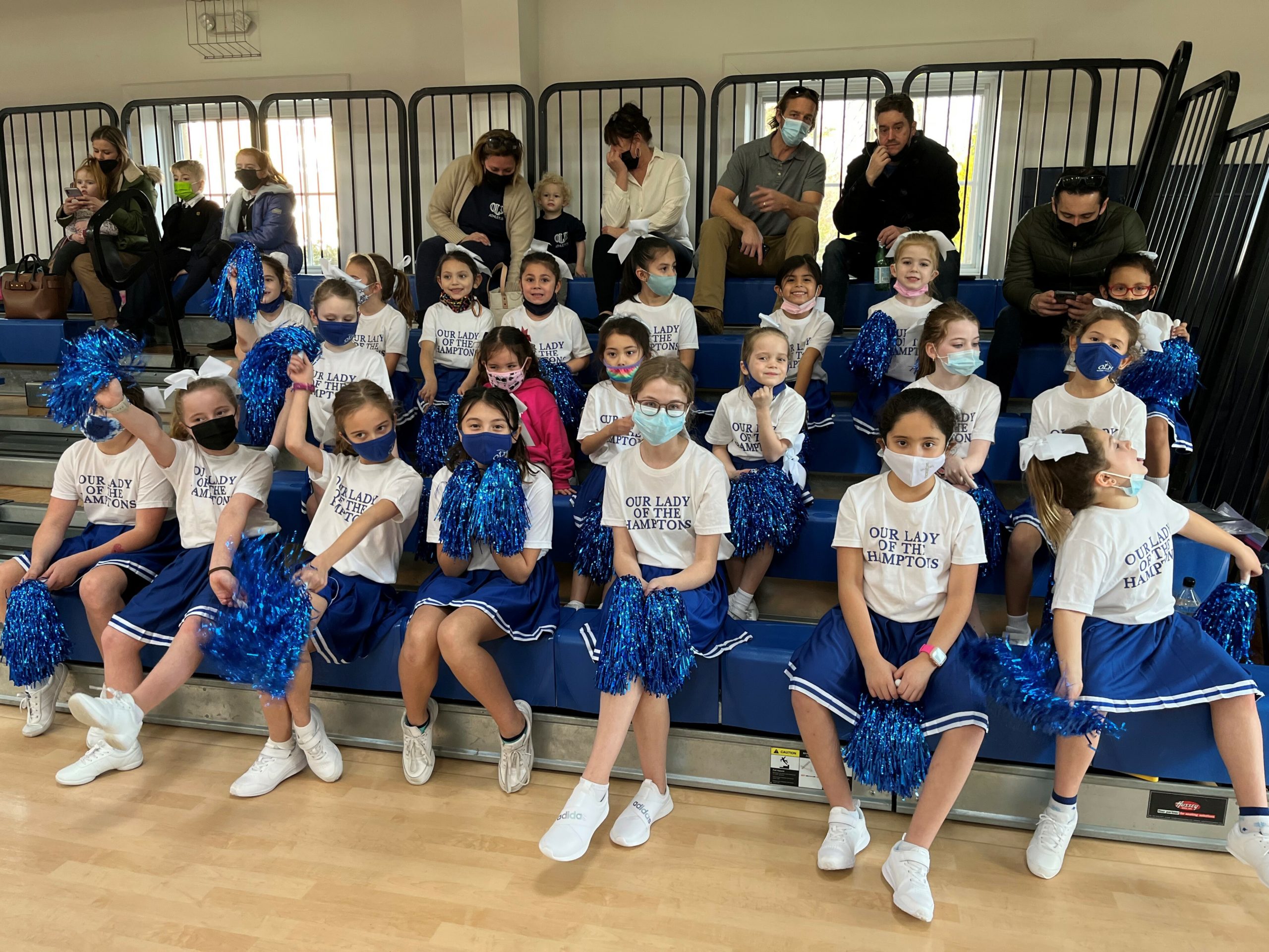 The Our Lady of the Hamptons School primary cheerleaders made their debut at a recent basketball game.