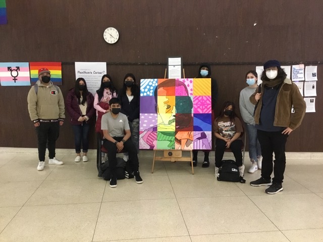 Southampton students with their finished MLK portrait.