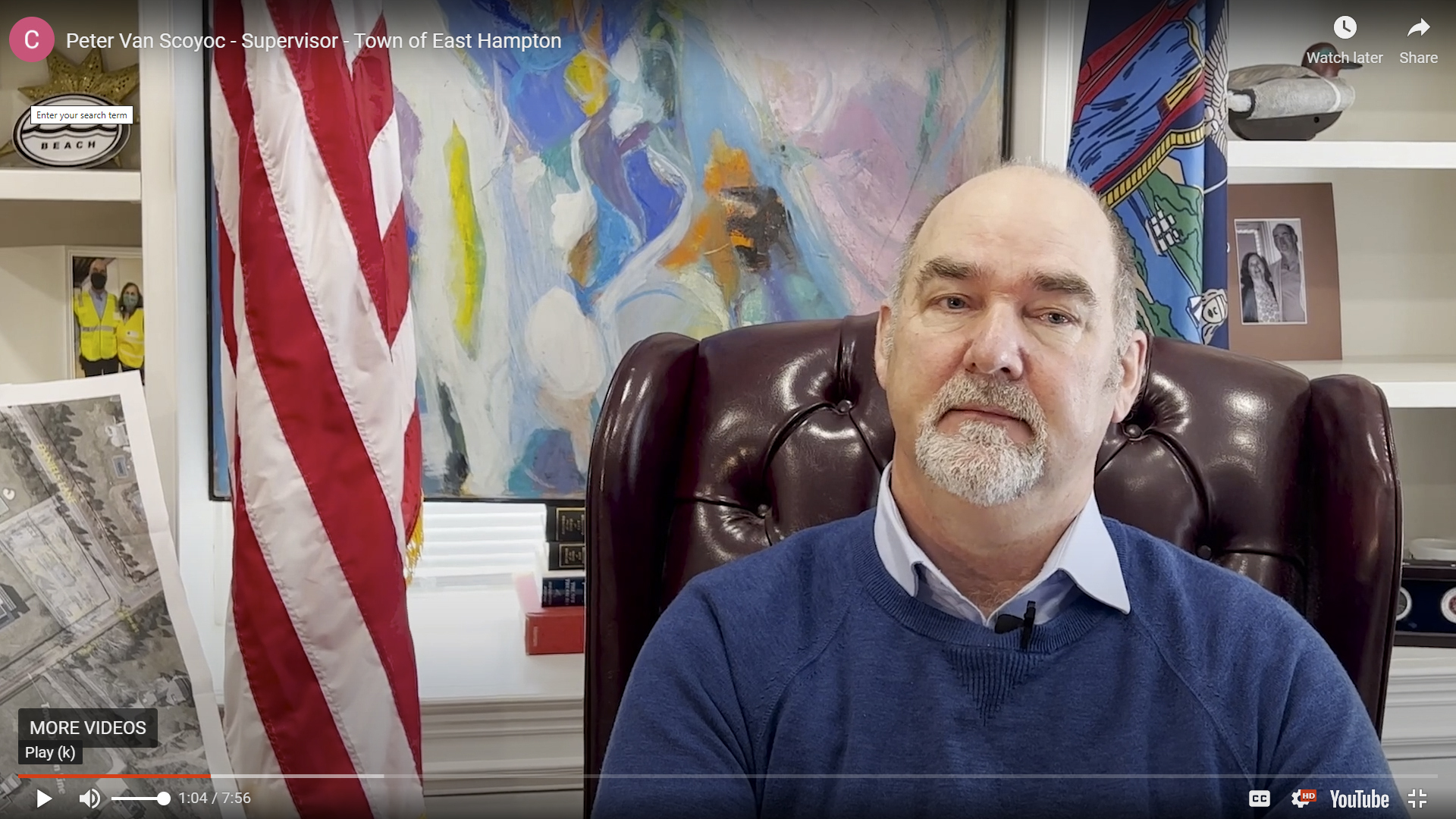 East Hampton Town Supervisor Peter Van Scoyoc is one episode of the East Hampton Library's “Covid Hamptons: How the Pandemic Reshaped an Iconic Community” video series.