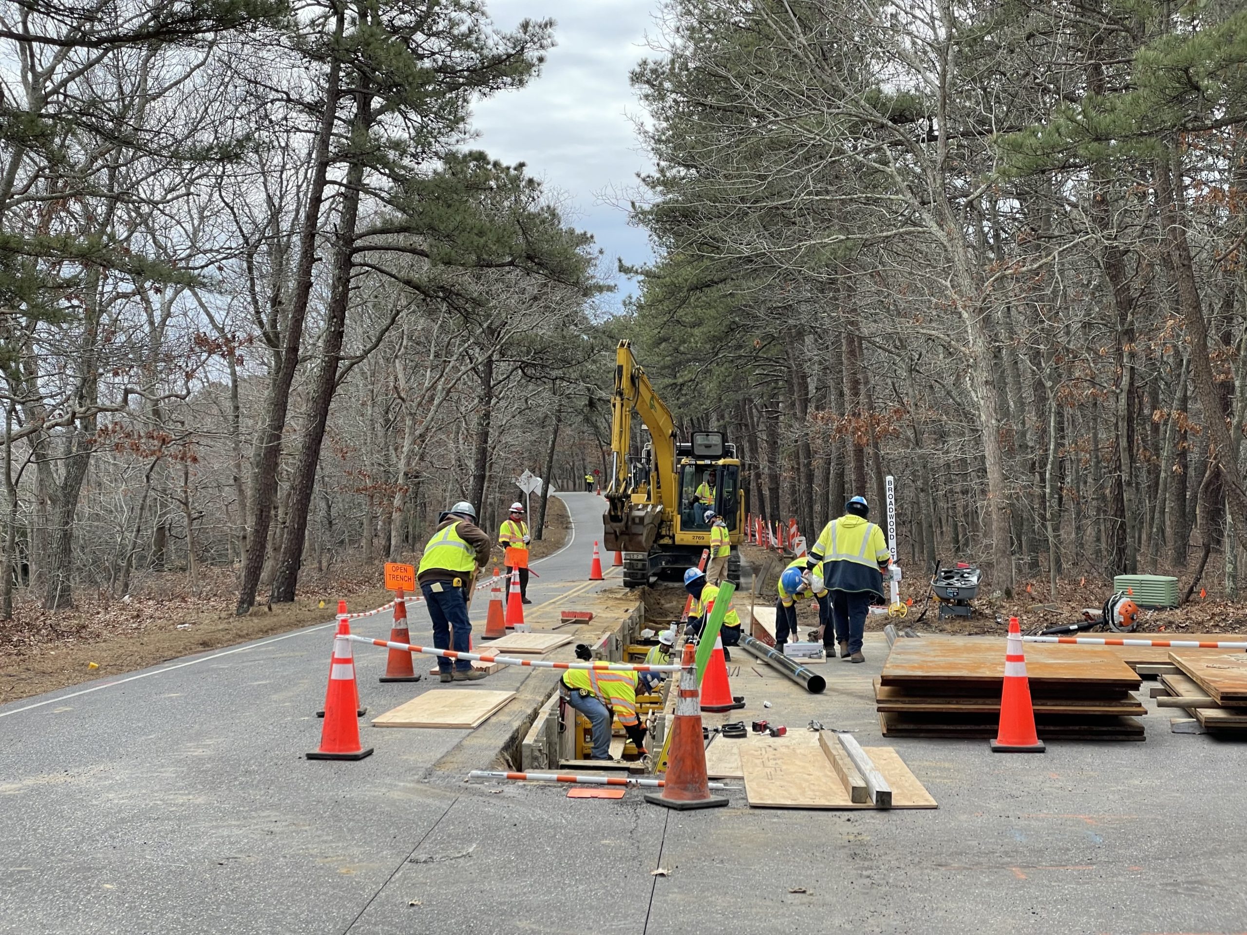 Work crews began trenching for the South Fork Wind power cable on Thursday.