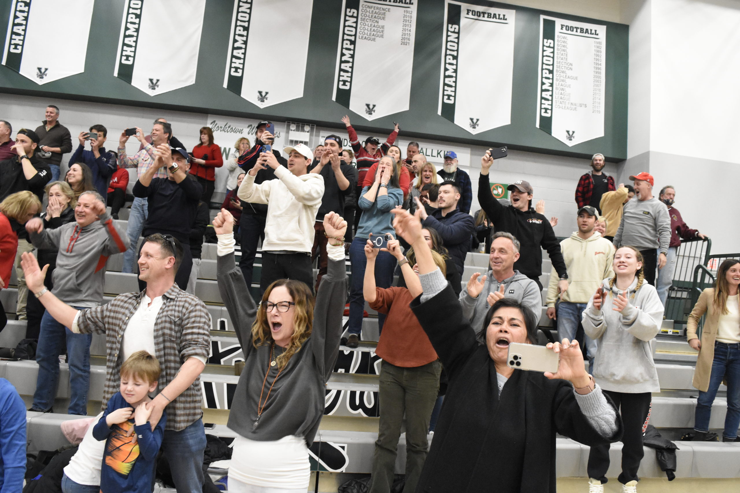 The Pierson crowd's reaction to the Whaler's victory.   DREW BUDD