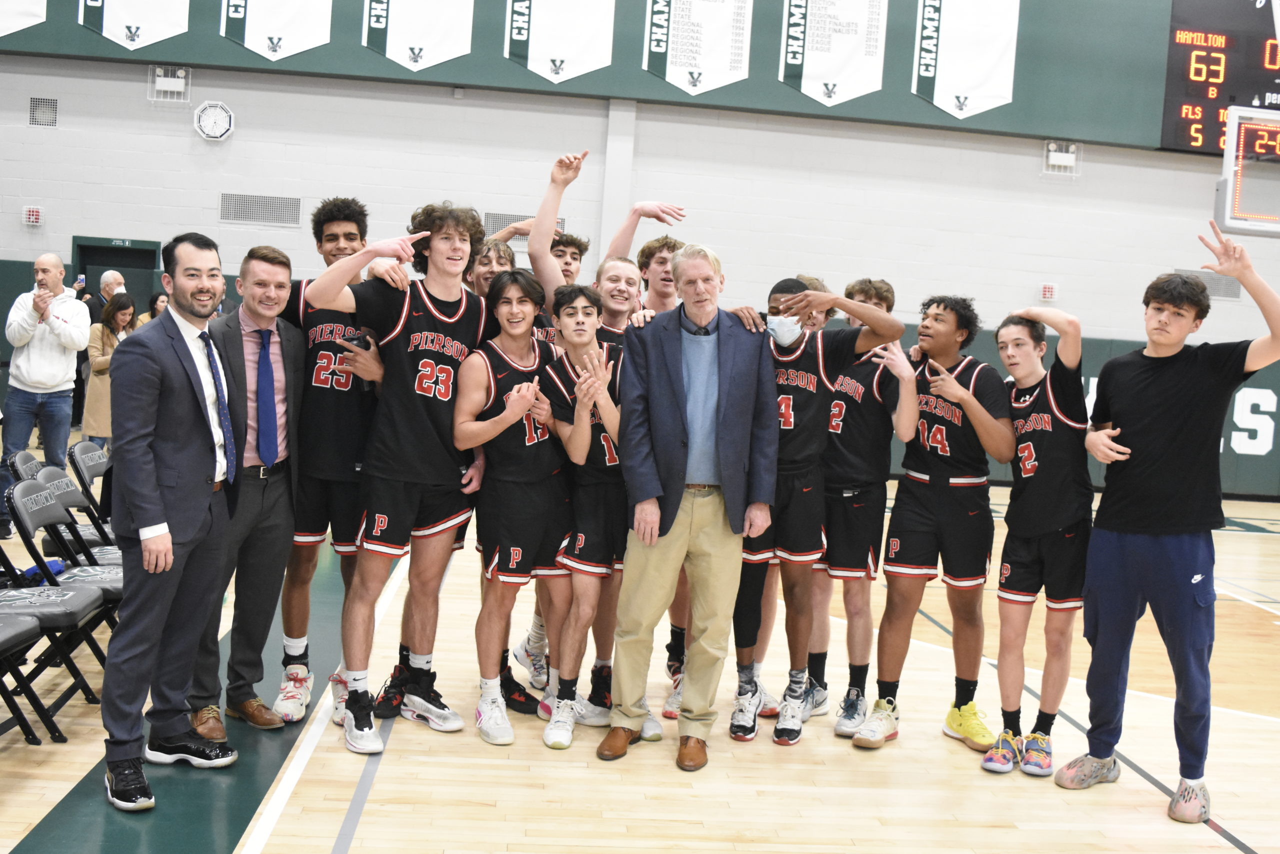 The Pierson boys basketball team defeated Alexander Hamilton, 65-63, to punch its ticket to the New York State Final Four, which will be played this weekend in Glens Falls.   DREW BUDD