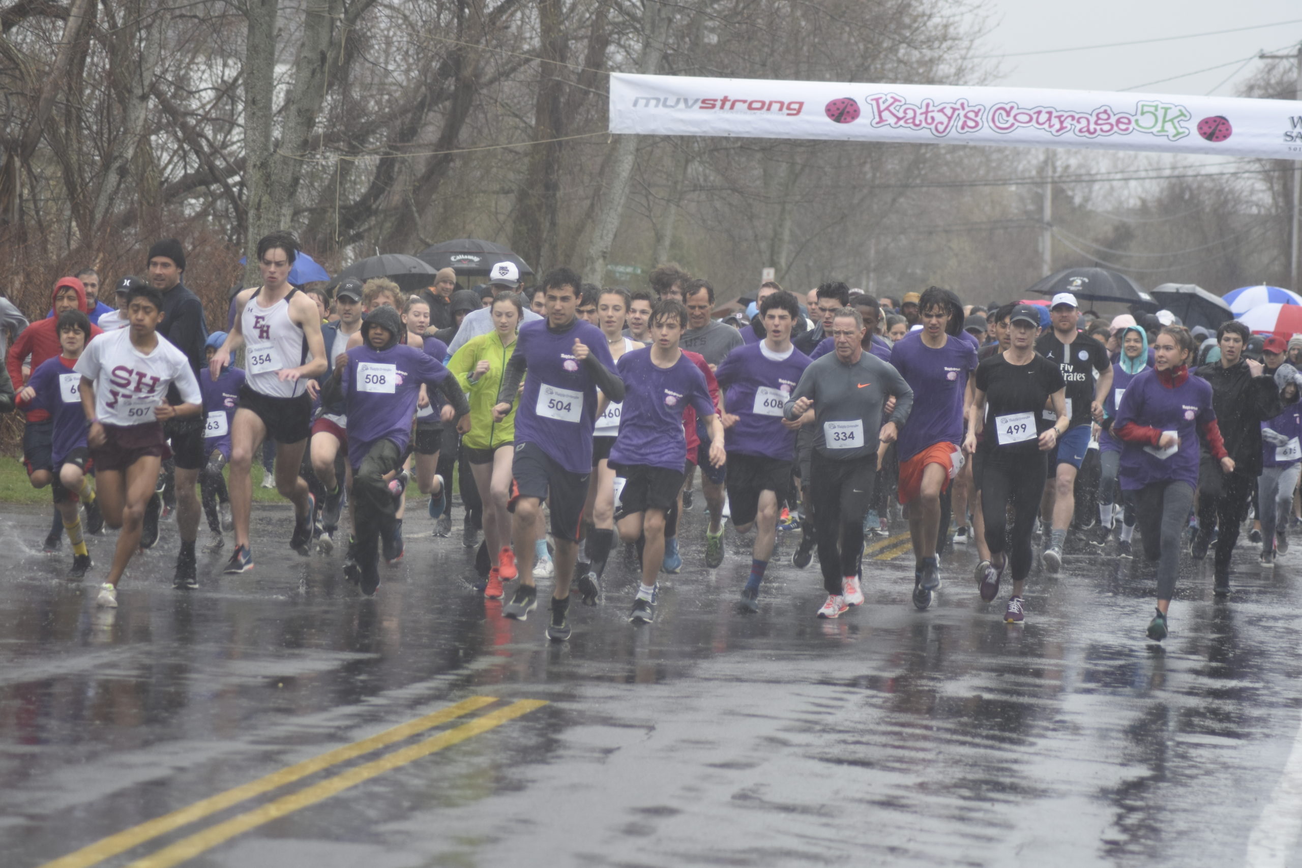 Runners at the start of the last Katy's Courage 5K in Sag Harbor in 2019.