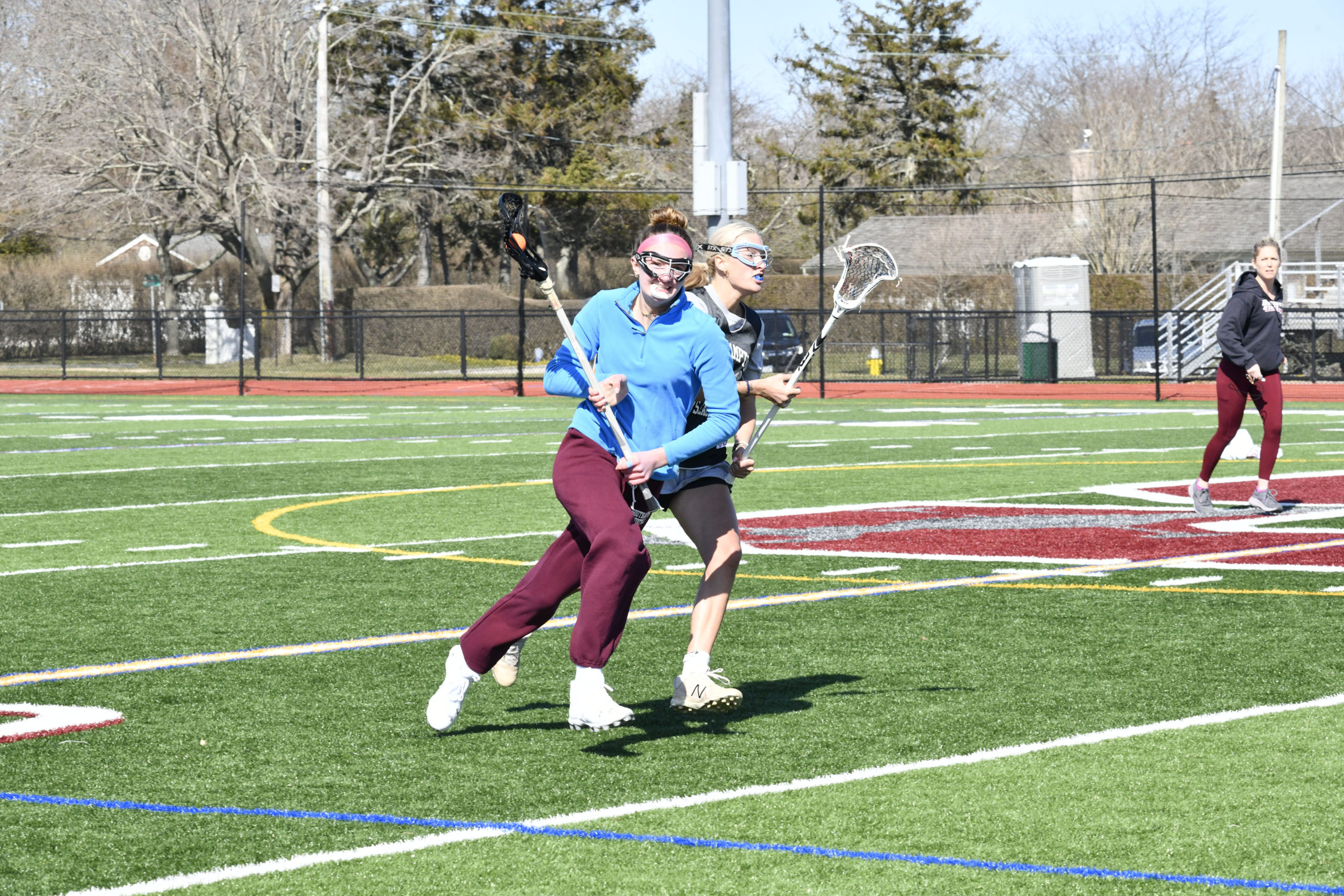 Members of the Southampton girls lacrosse team practice on Monday.  DANA SHAW