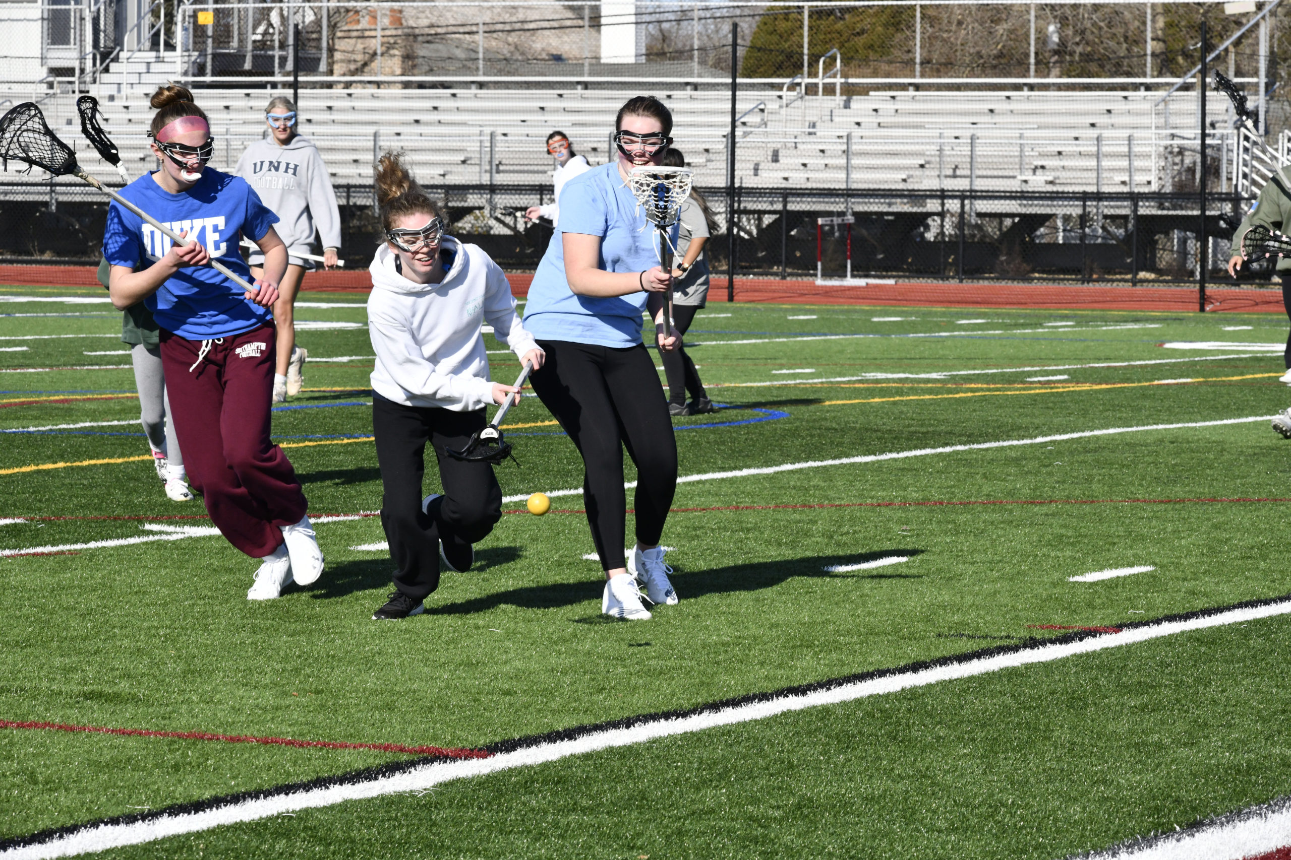 Members of the Southampton girls lacrosse team practice on Monday. DANA SHAW