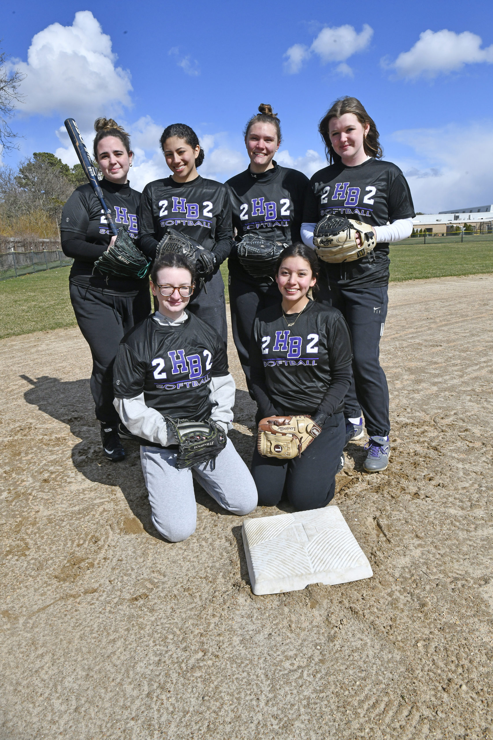 Lady Baymen seniors are, standing, left to right, Erin Broshan, Isabella Pettas, Kati Mounts and Elle Dunkirk. Kneeling, Katie Peterson and Angie Chinchilima.  DANA SHAW